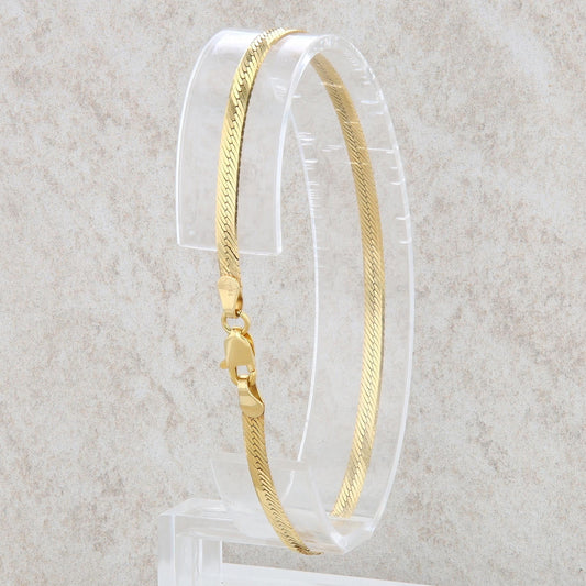 14k Yellow Gold Herringbone Bracelet 8" 3.2g