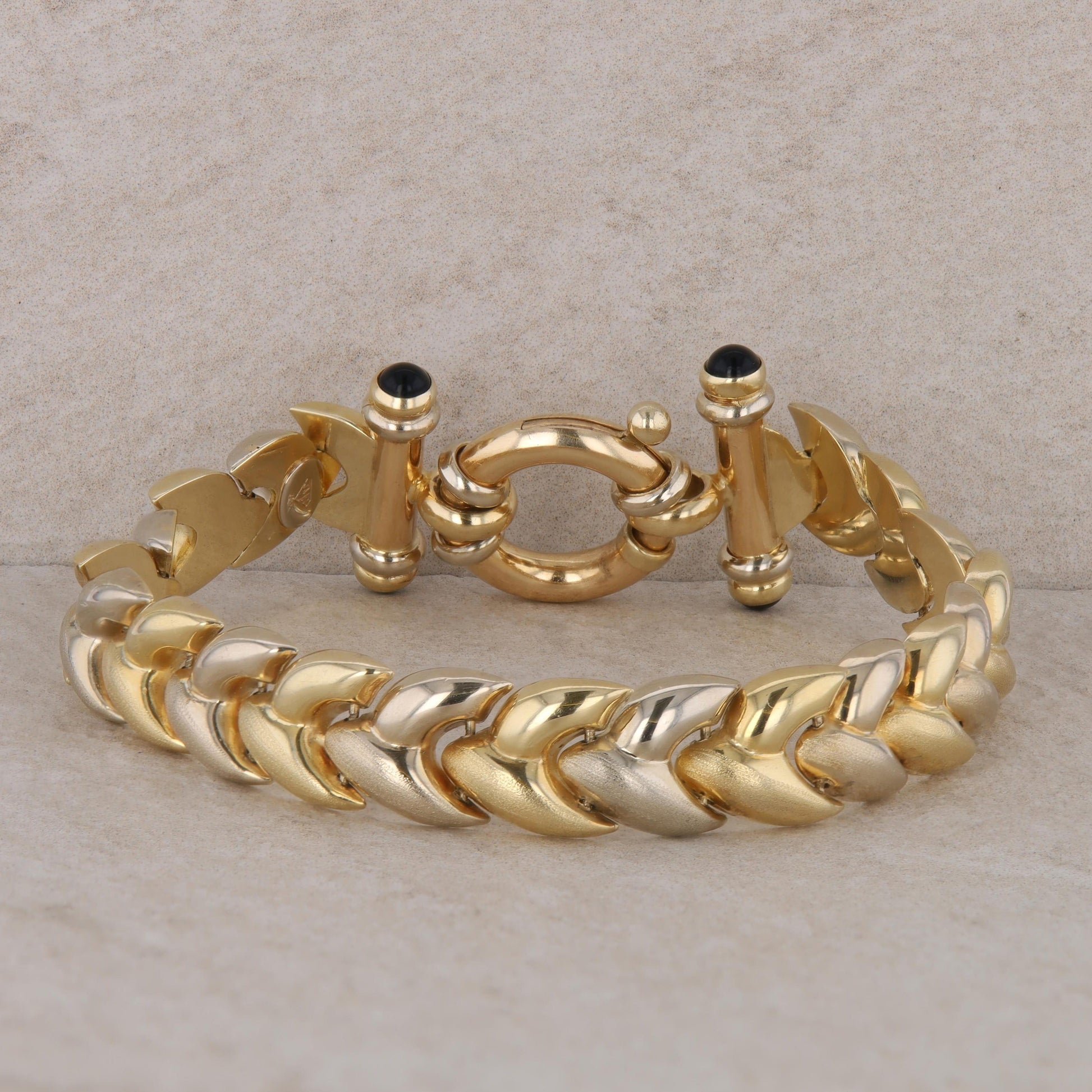 14k Yellow Gold Fashion Link Spring Ring Bracelet 22.31g