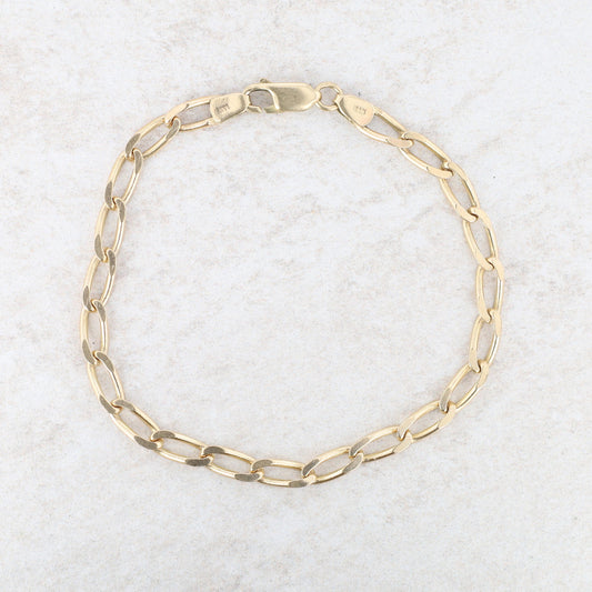 14k Yellow Gold Elongated Curb Bracelet 7" 5.68g