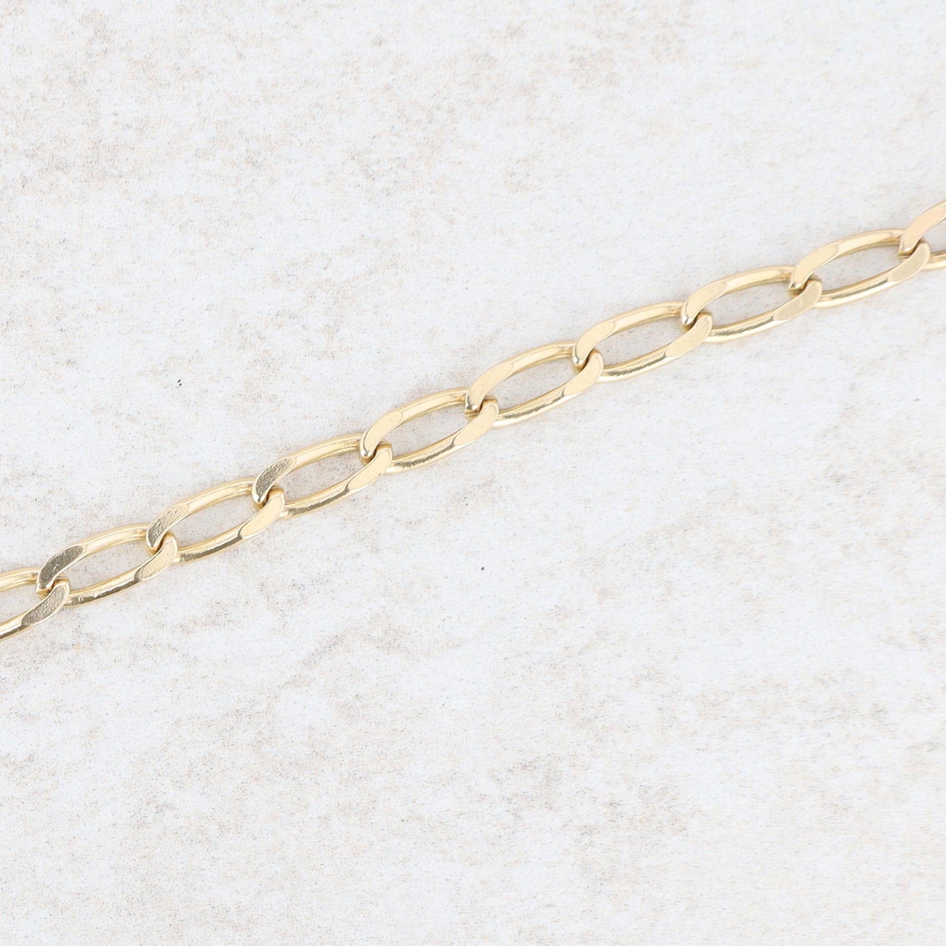 14k Yellow Gold Elongated Curb Bracelet 7" 5.68g