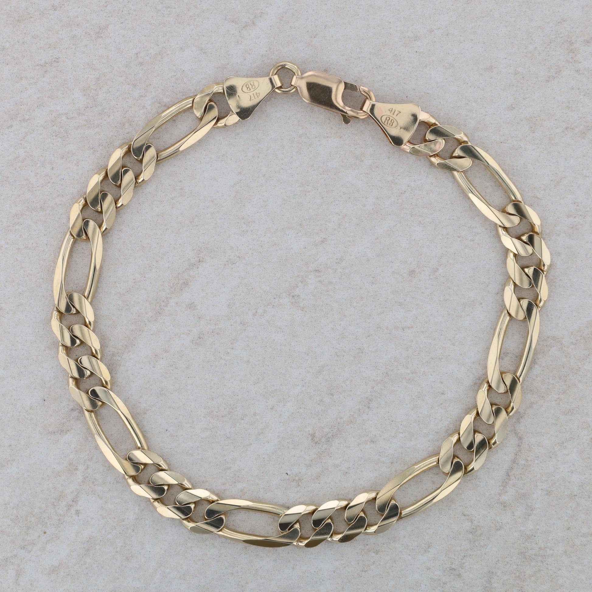 10k Yellow Gold Men's Figaro Bracelet 14.3g