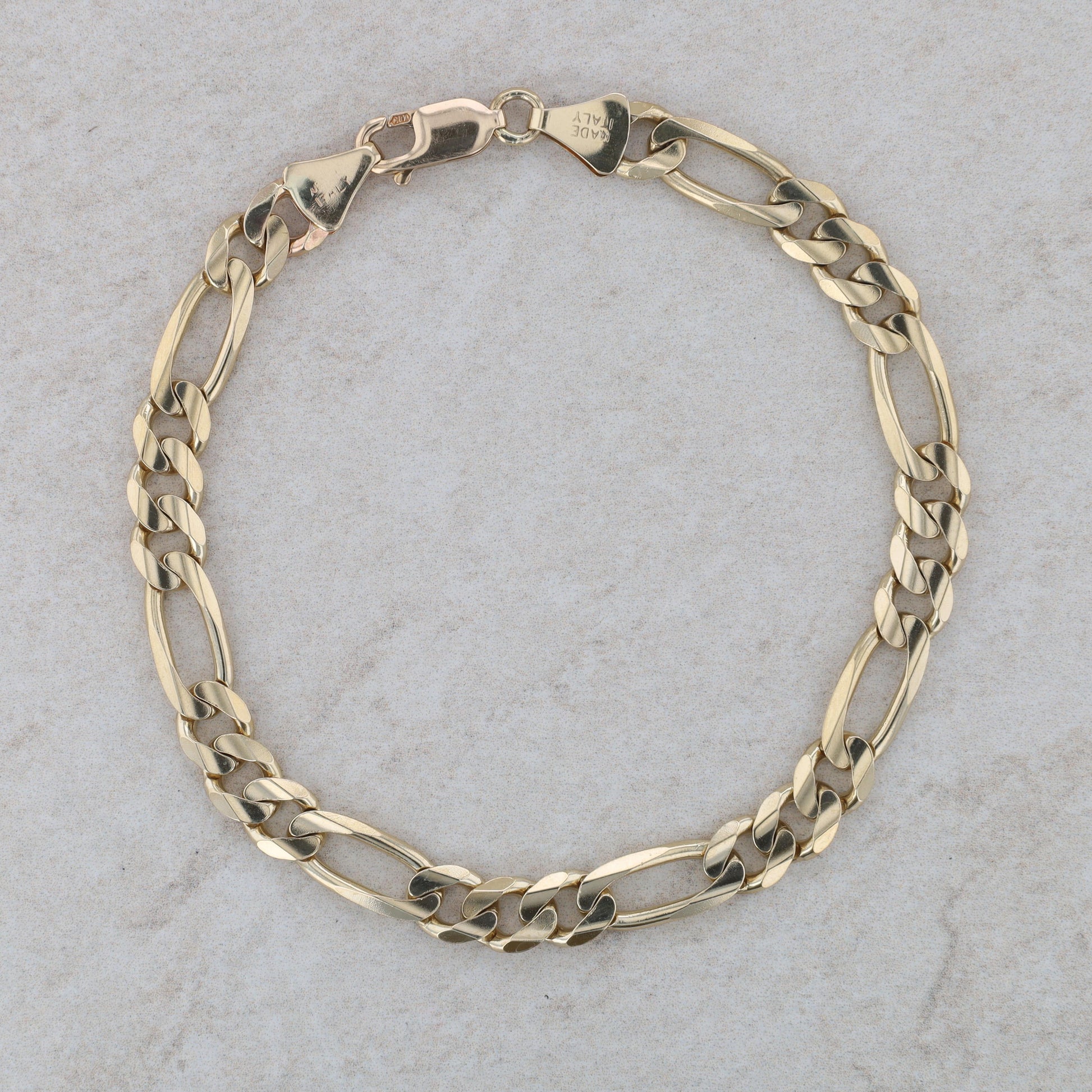 10k Yellow Gold Men's Figaro Bracelet 14.3g