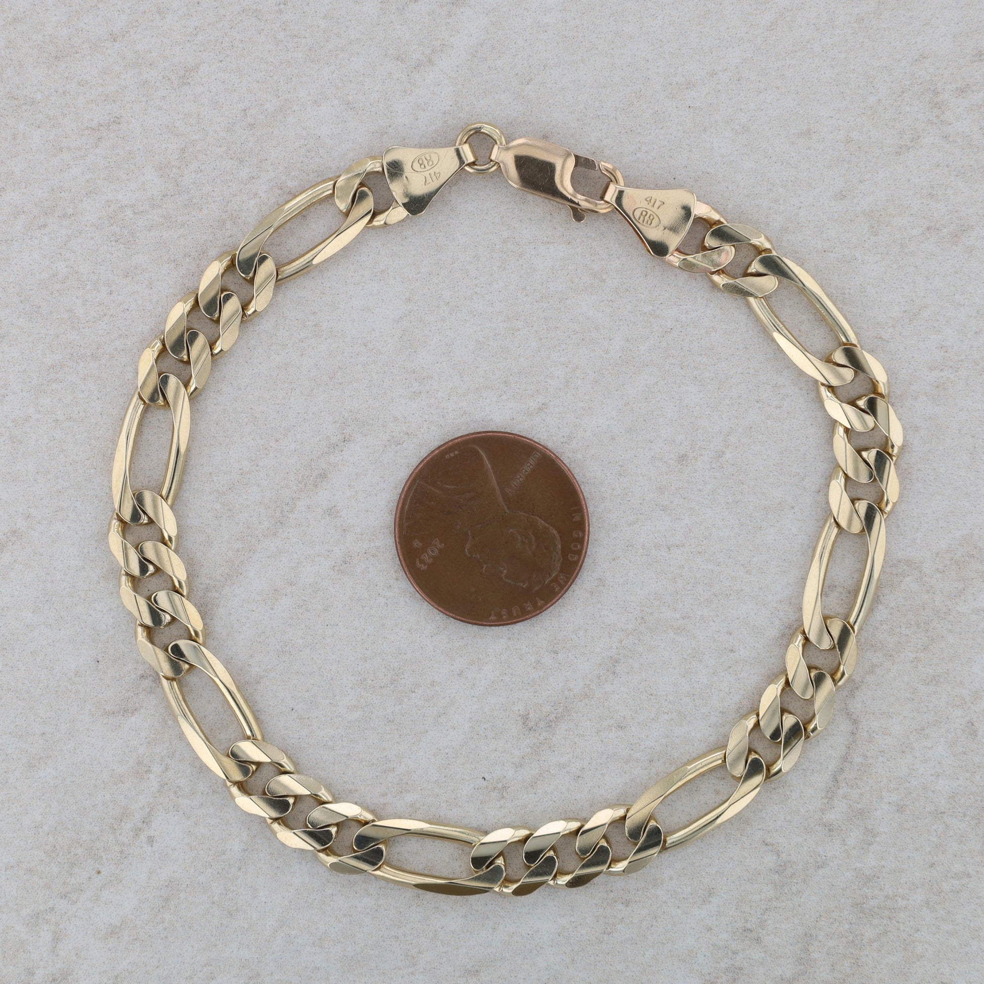 10k Yellow Gold Men's Figaro Bracelet 14.3g