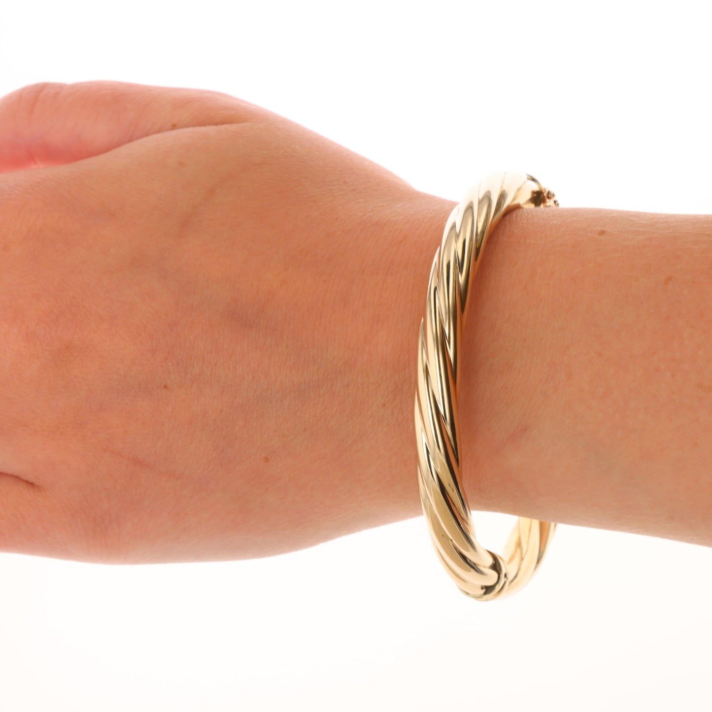 14k Yellow Hinged Ribbed Bangle 12.6g