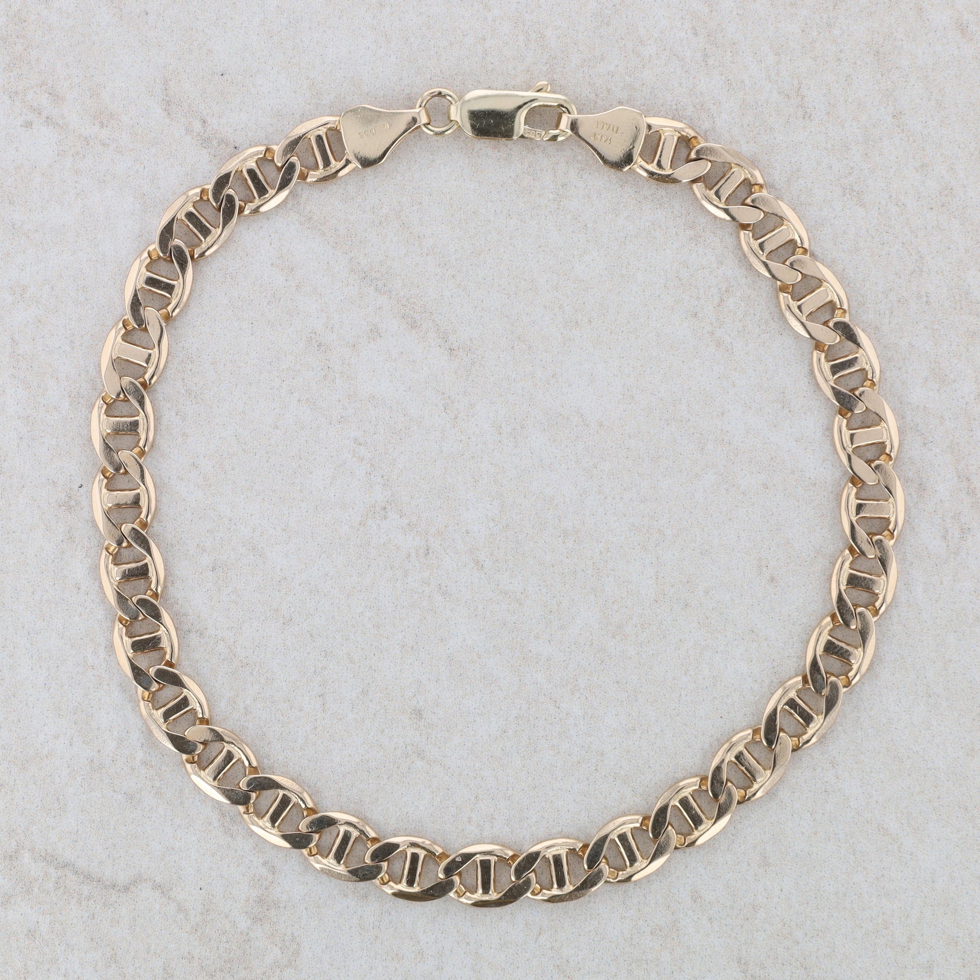 14k Yellow Gold Milros Men's Anchor Bracelet 8" 11.27g