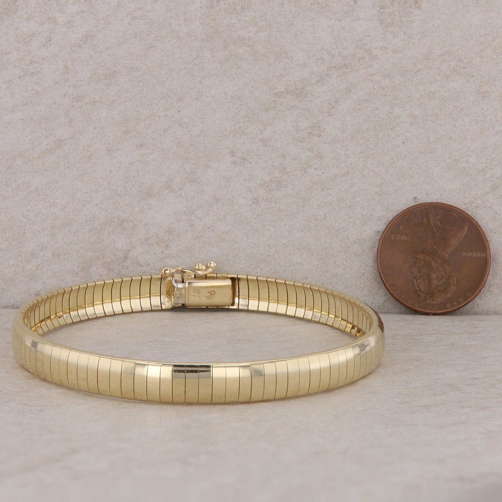 14k Yellow Gold Omega Link Bracelet 7.5"