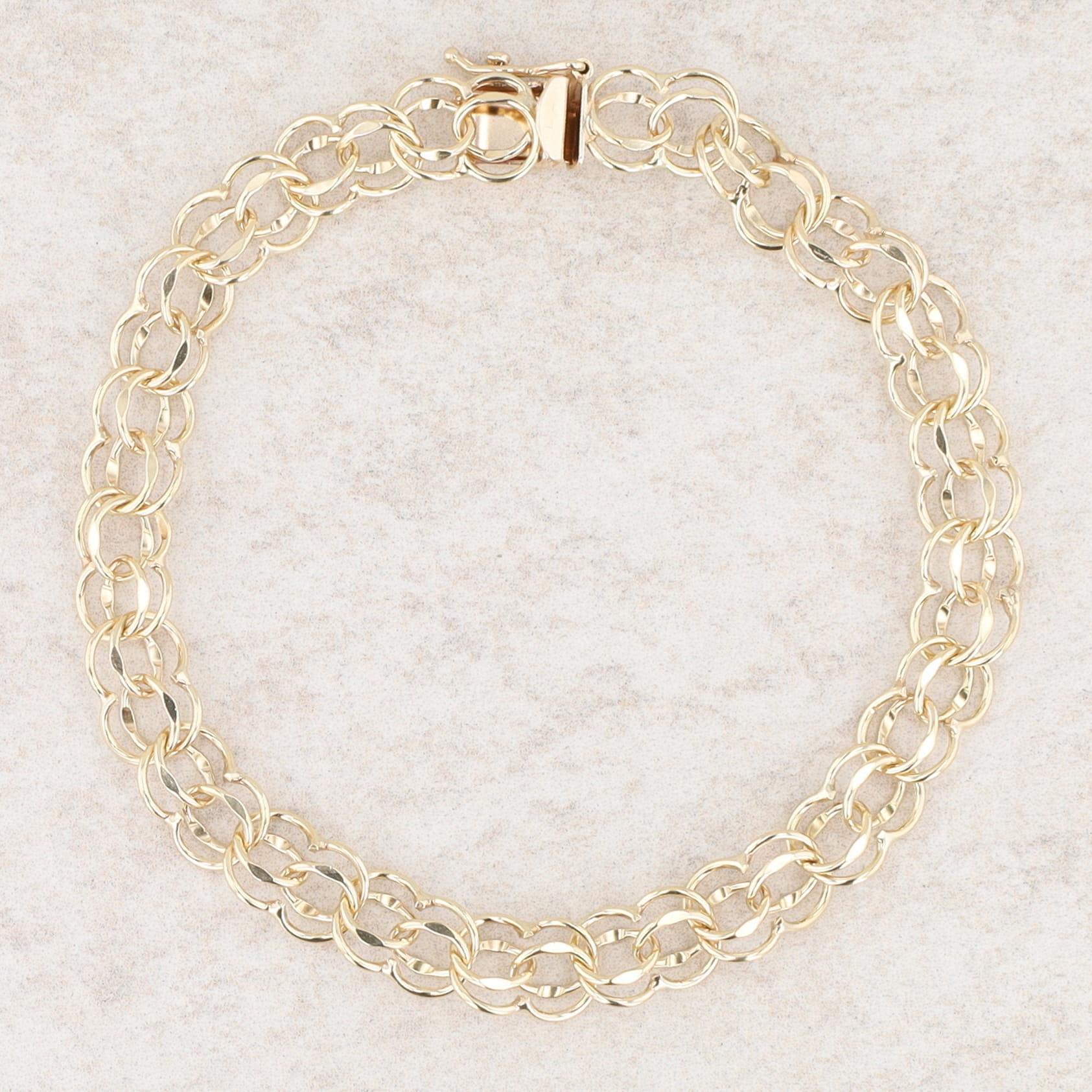 10k Yellow Gold Charm Double Link Bracelet 6.8g