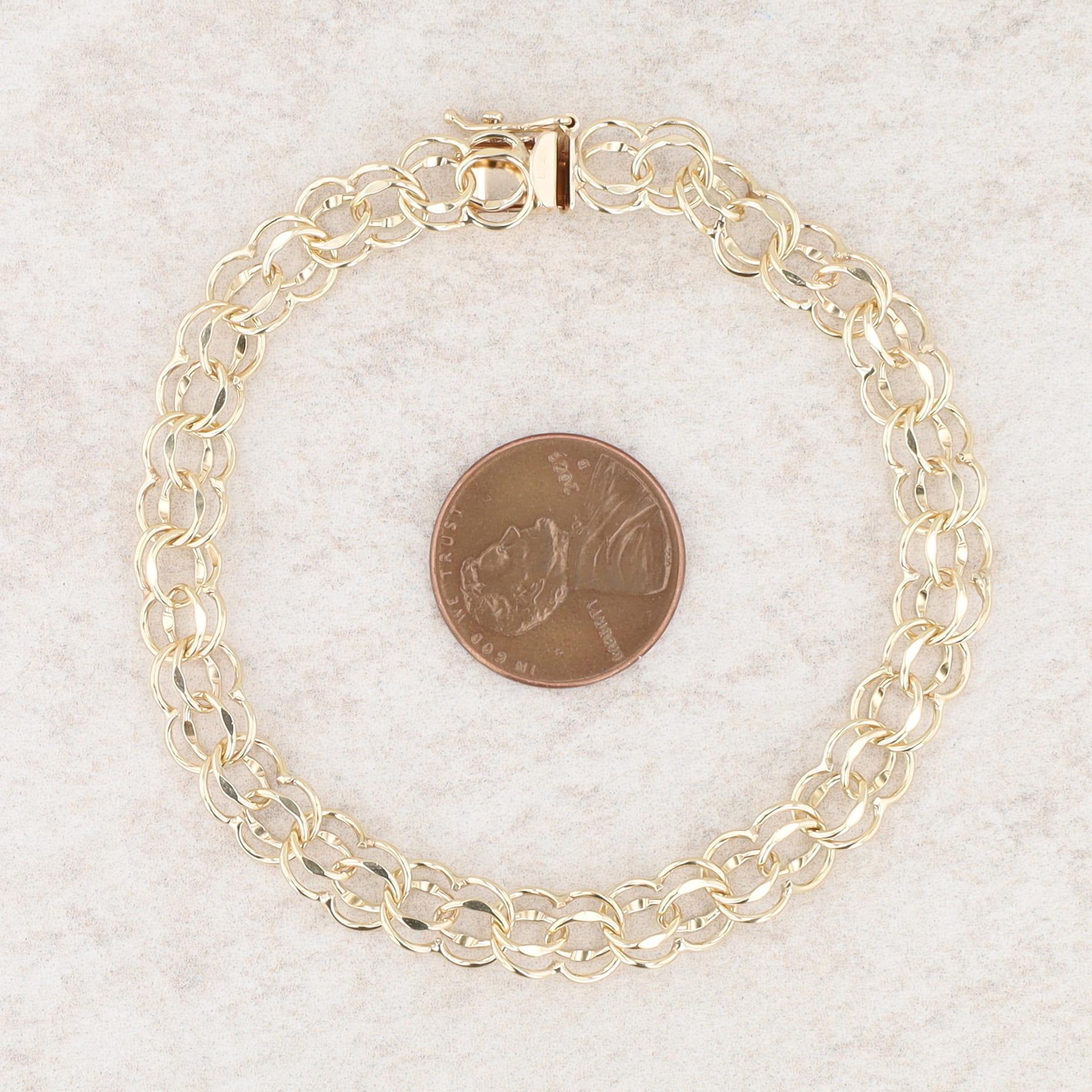 10k Yellow Gold Charm Double Link Bracelet 6.8g