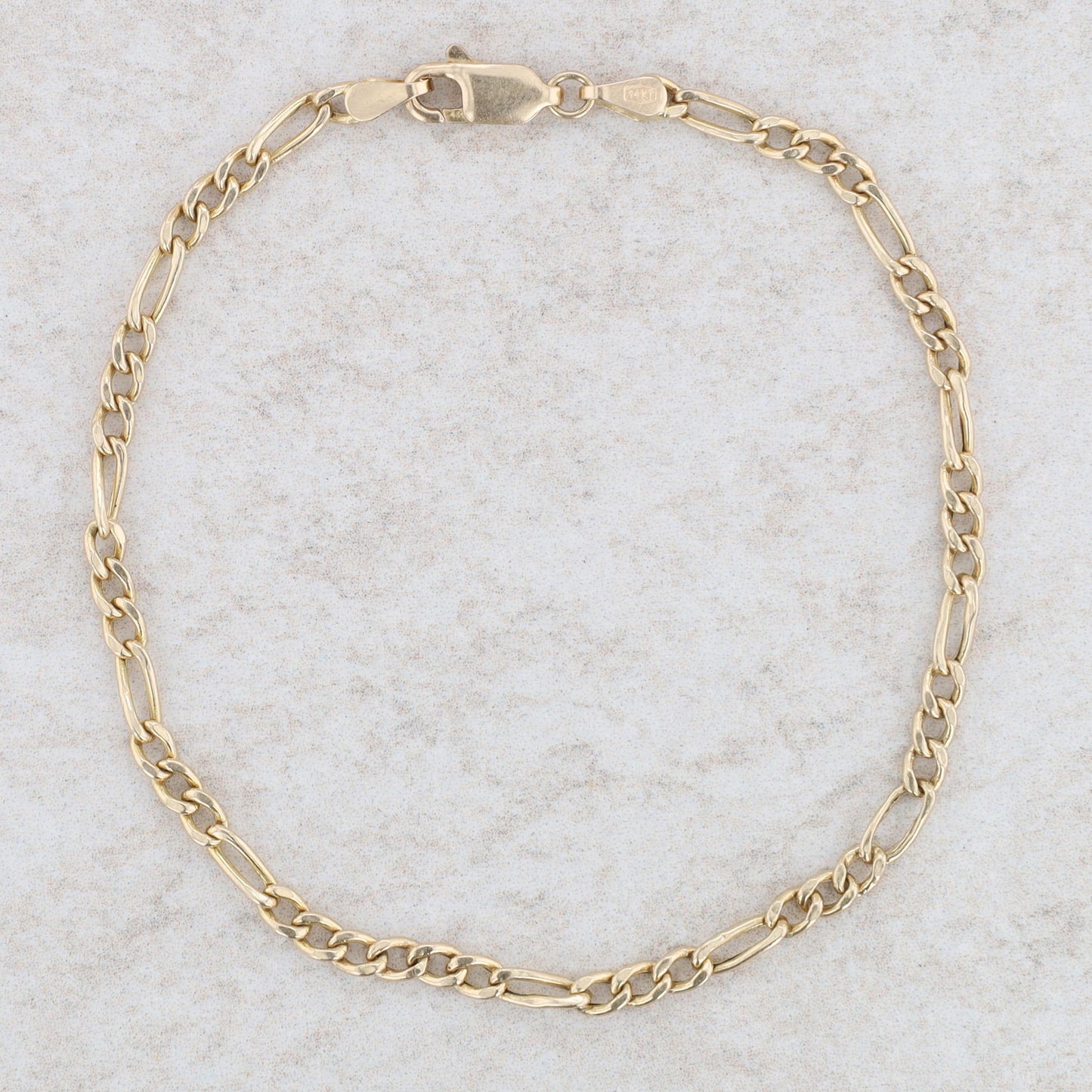 14k Yellow Gold Figaro Bracelet 7" 2.0g