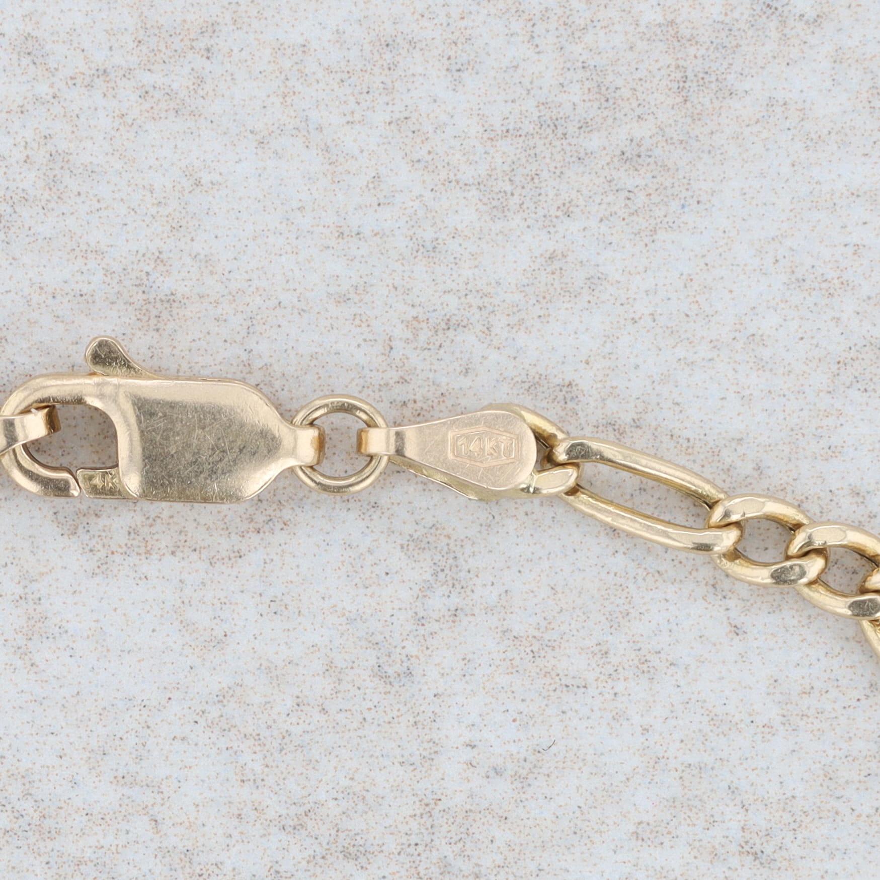 14k Yellow Gold Figaro Bracelet 7" 2.0g