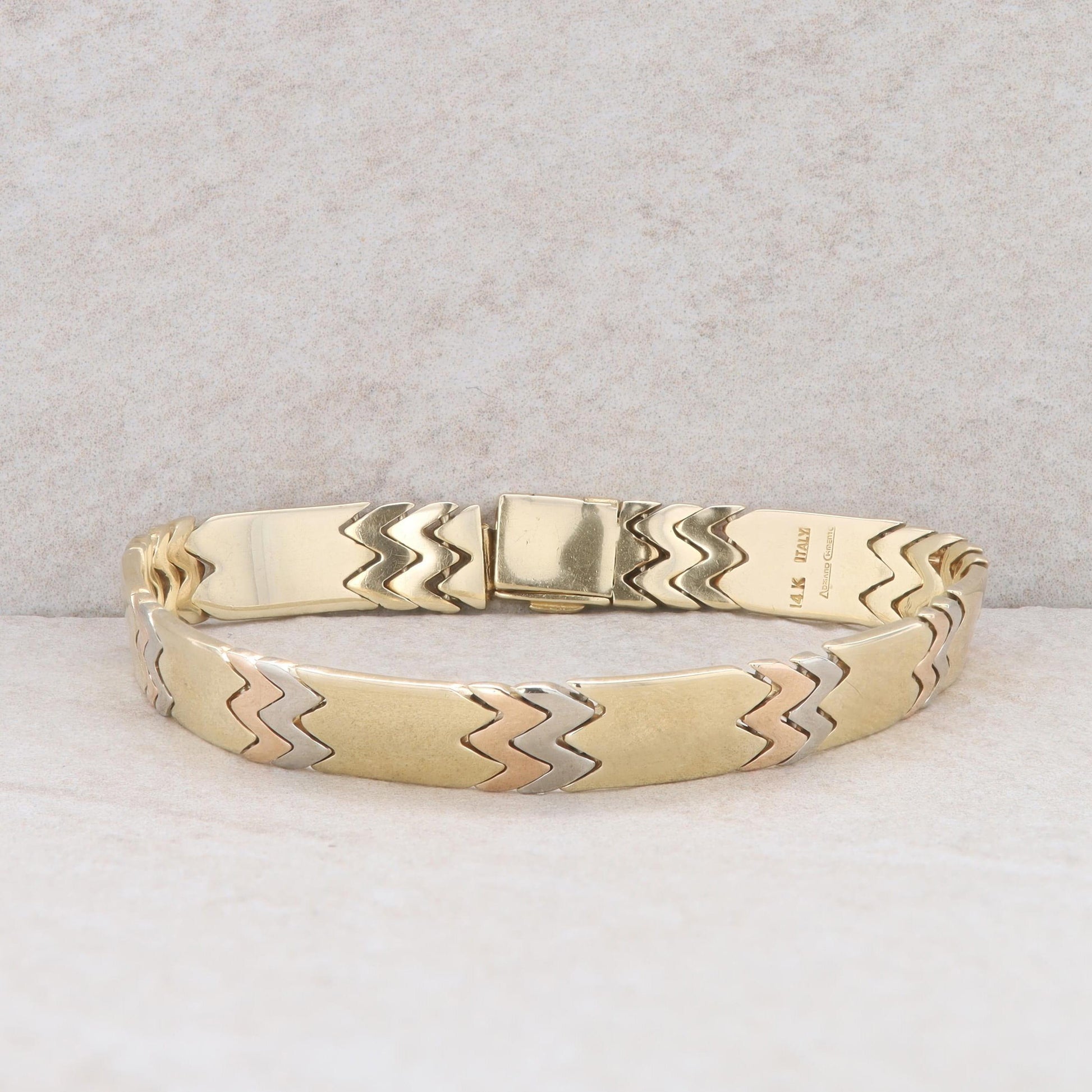 14k Yellow, White, and Rose Gold Link Bracelet 19.5g