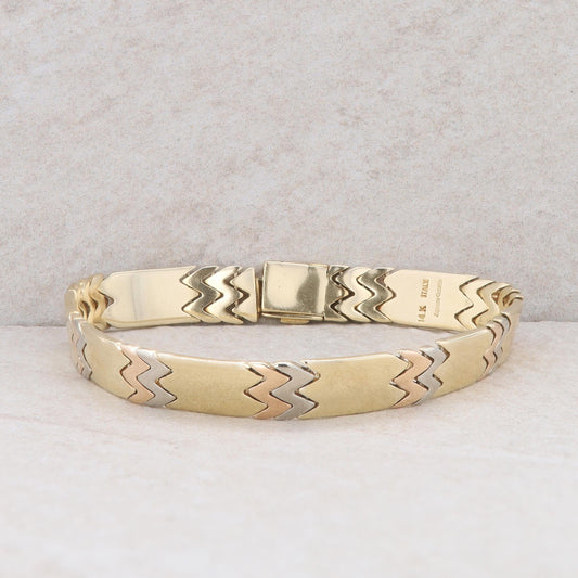 14k Yellow, White, and Rose Gold Link Bracelet 19.5g