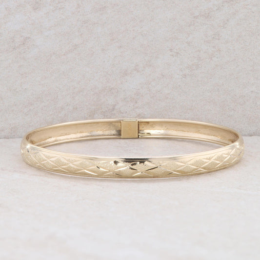 10k Yellow Gold Textured 6.3mm Bangle 4.2g