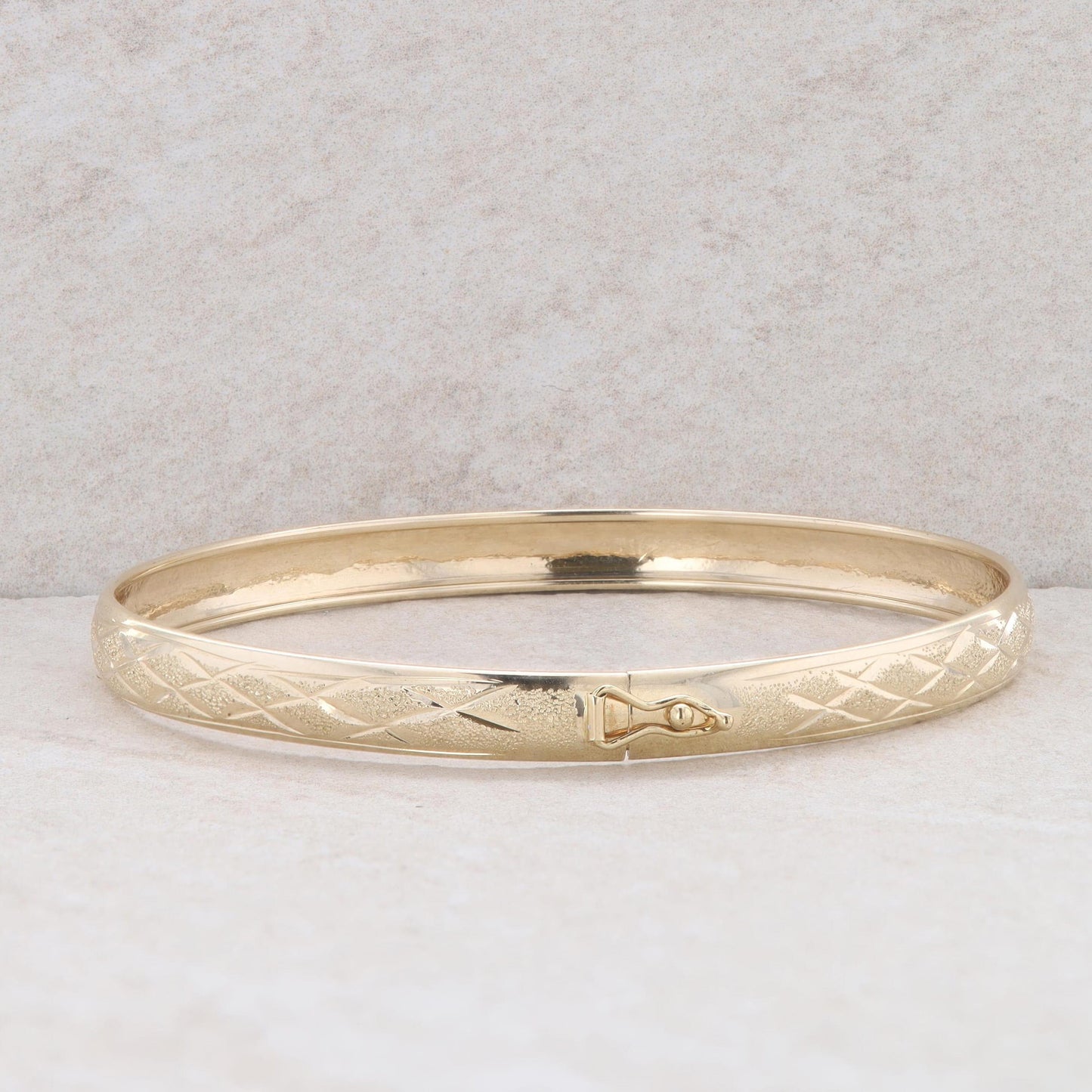 10k Yellow Gold Textured 6.3mm Bangle 4.2g