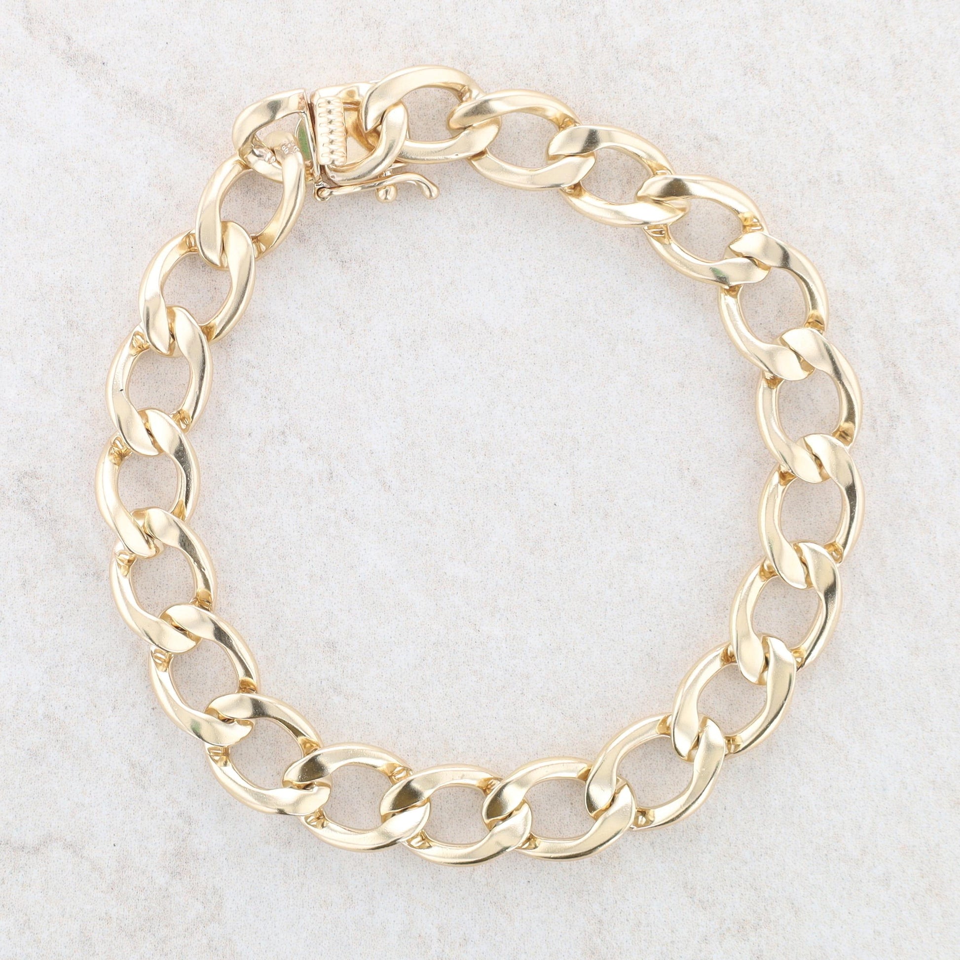 14k Yellow Gold Wide Oval Link Bracelet, 23.1g