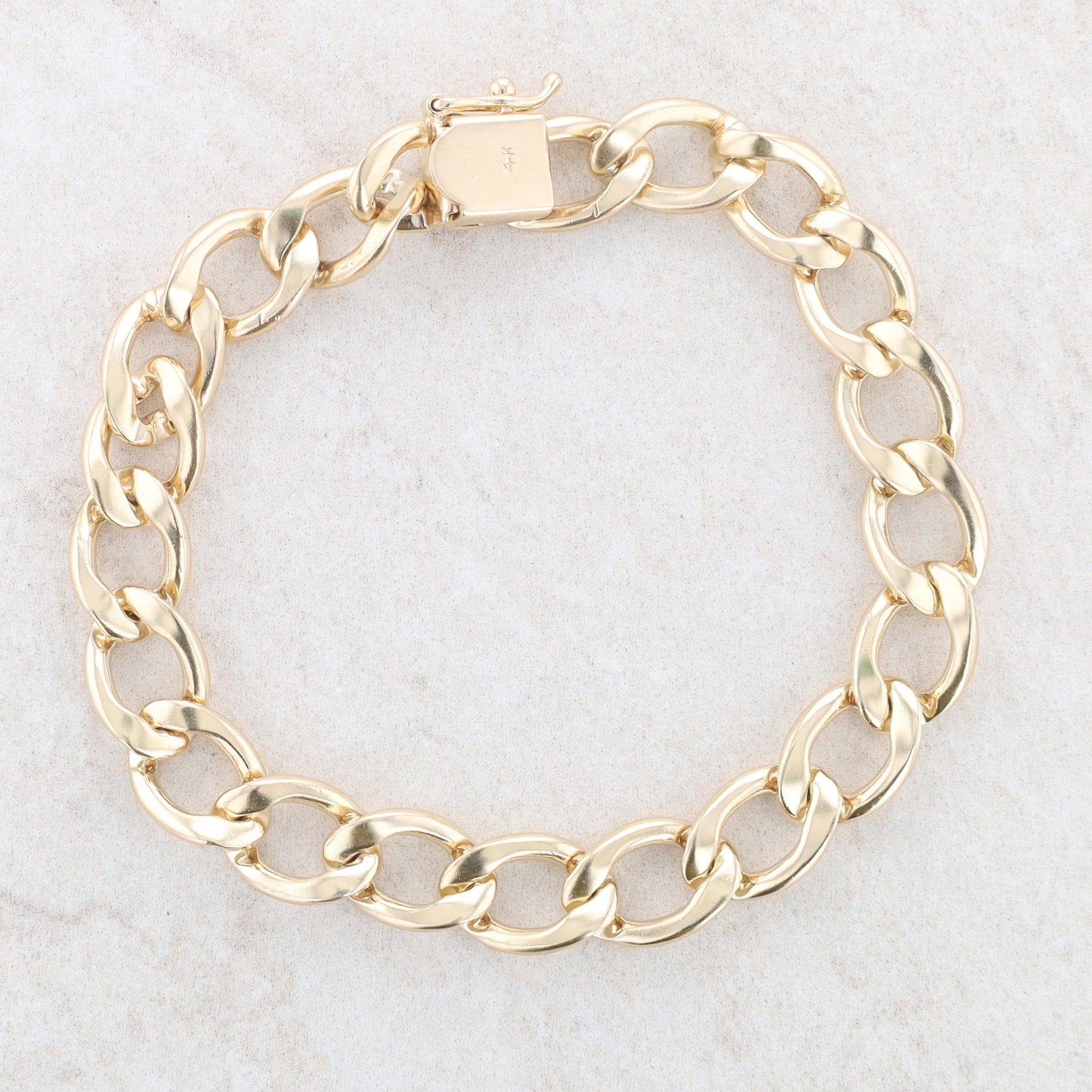 14k Yellow Gold Wide Oval Link Bracelet, 23.1g
