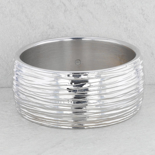 14k White Gold Textured Wide Bangle Bracelet, 38g