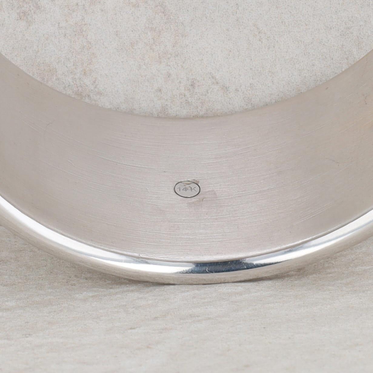 14k White Gold Textured Wide Bangle Bracelet, 38g