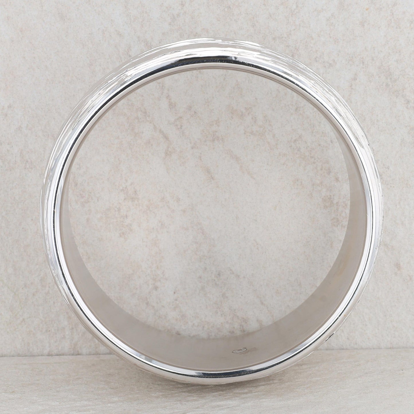 14k White Gold Textured Wide Bangle Bracelet, 38g
