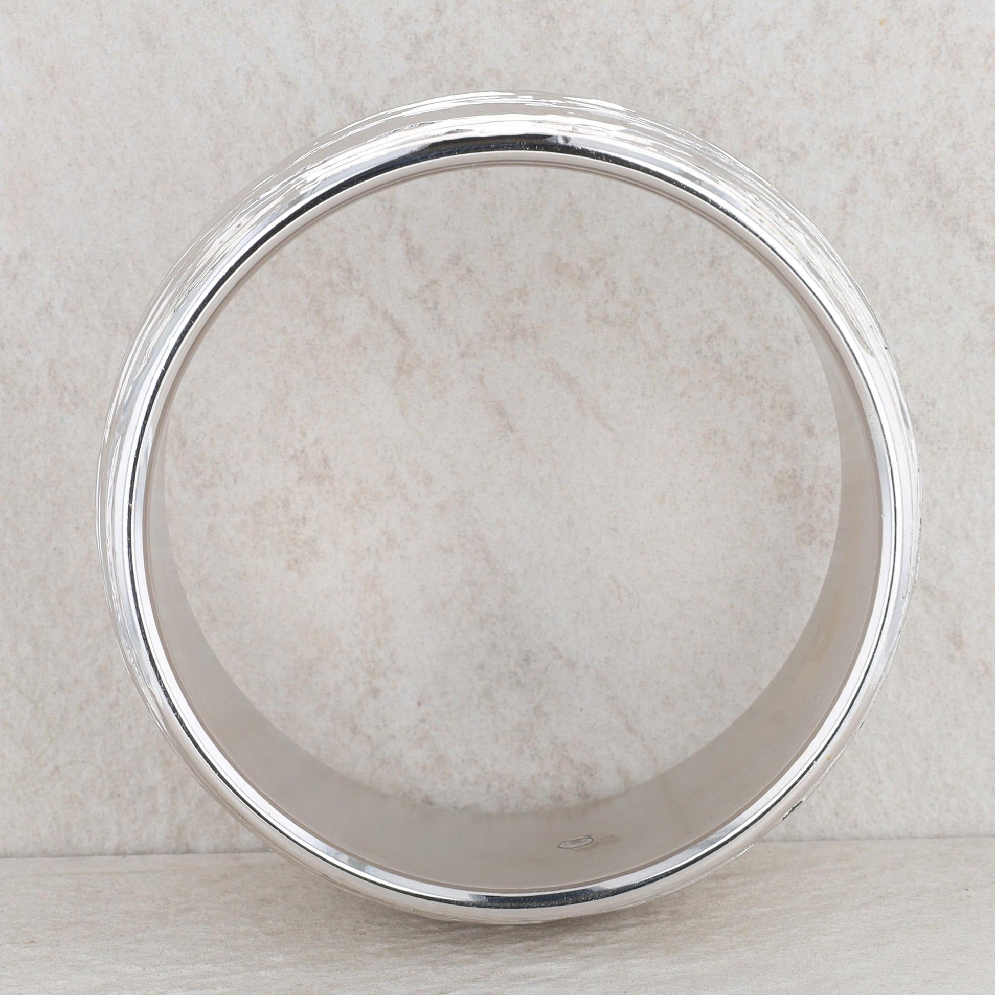 14k White Gold Textured Wide Bangle Bracelet, 38g