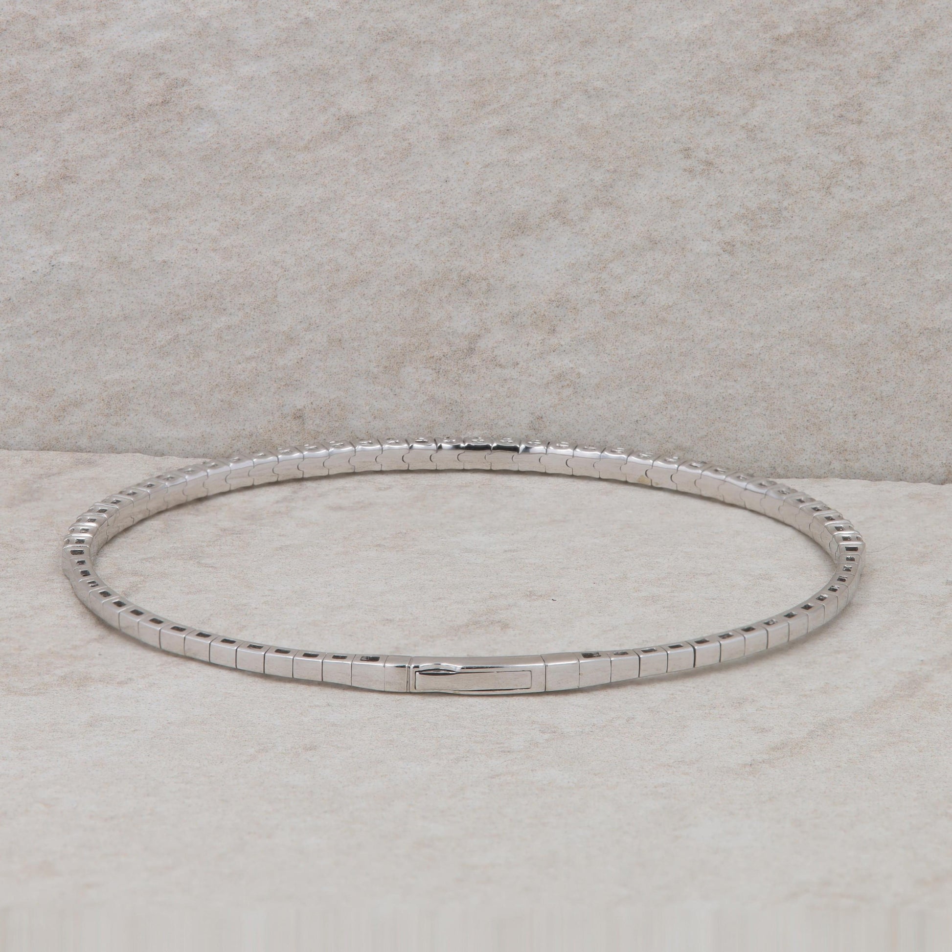 14k White Gold 1.50cttw Diamond Flexible Bangle