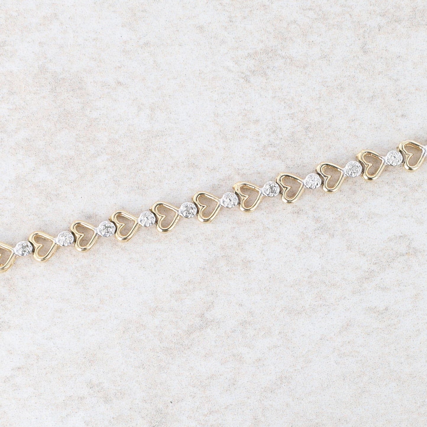 10k Yellow Gold Heart Diamond Link Bracelet