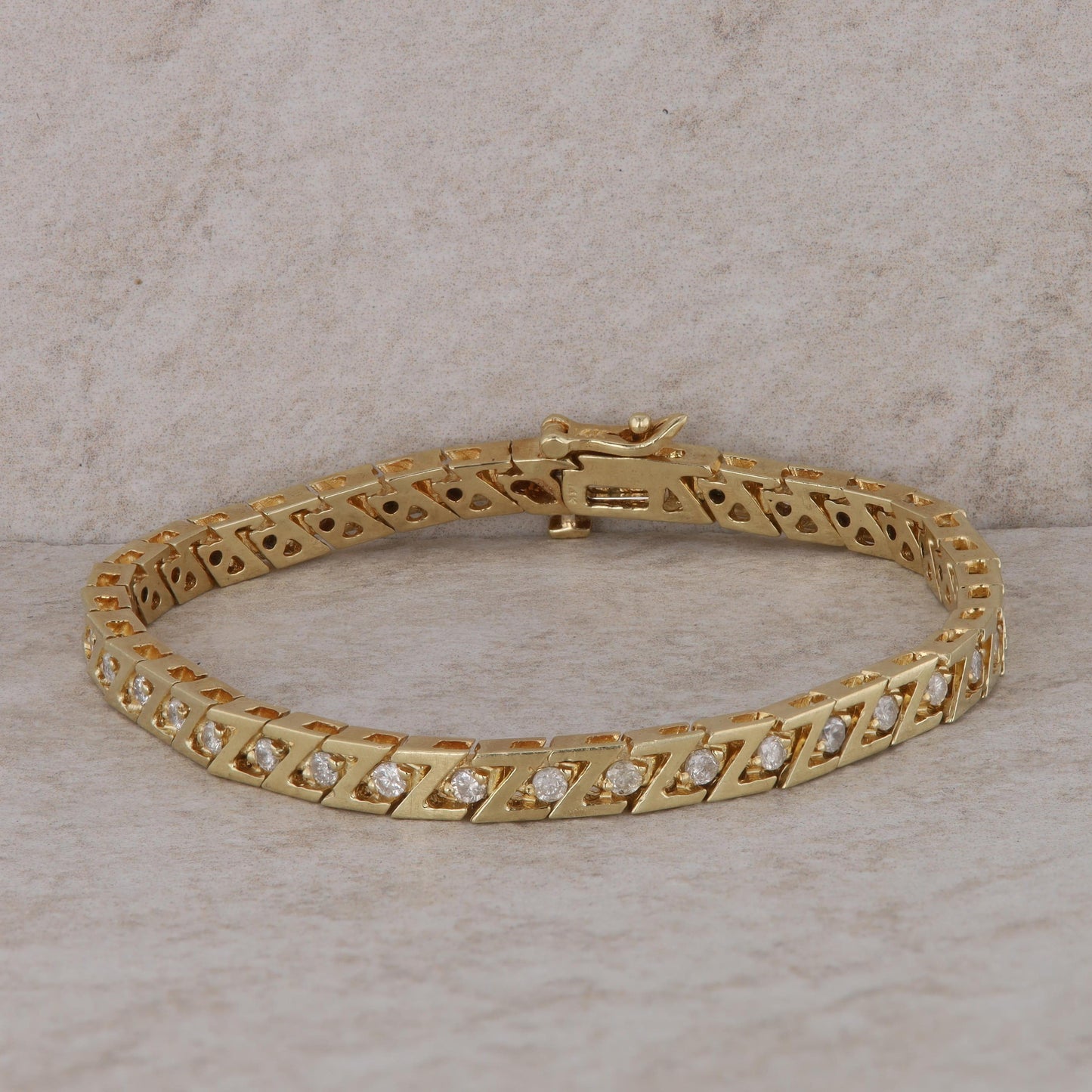 14k Yellow Gold Diamond Fashion Bracelet 7"