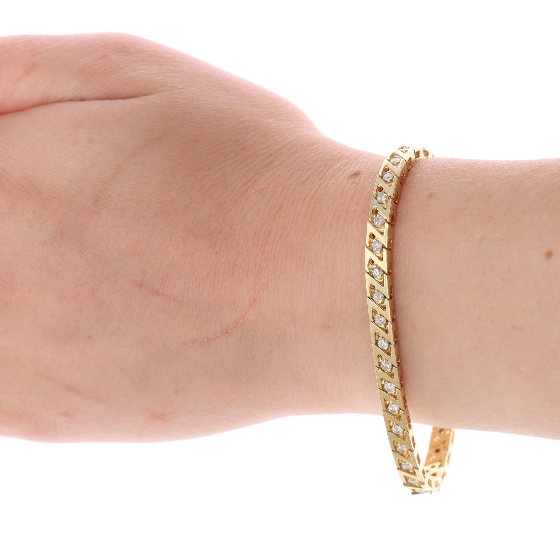 14k Yellow Gold Diamond Fashion Bracelet 7"