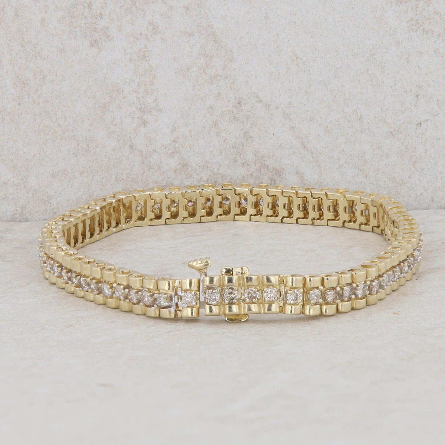 14k Yellow Gold Diamond Link Tennis Style Bracelet