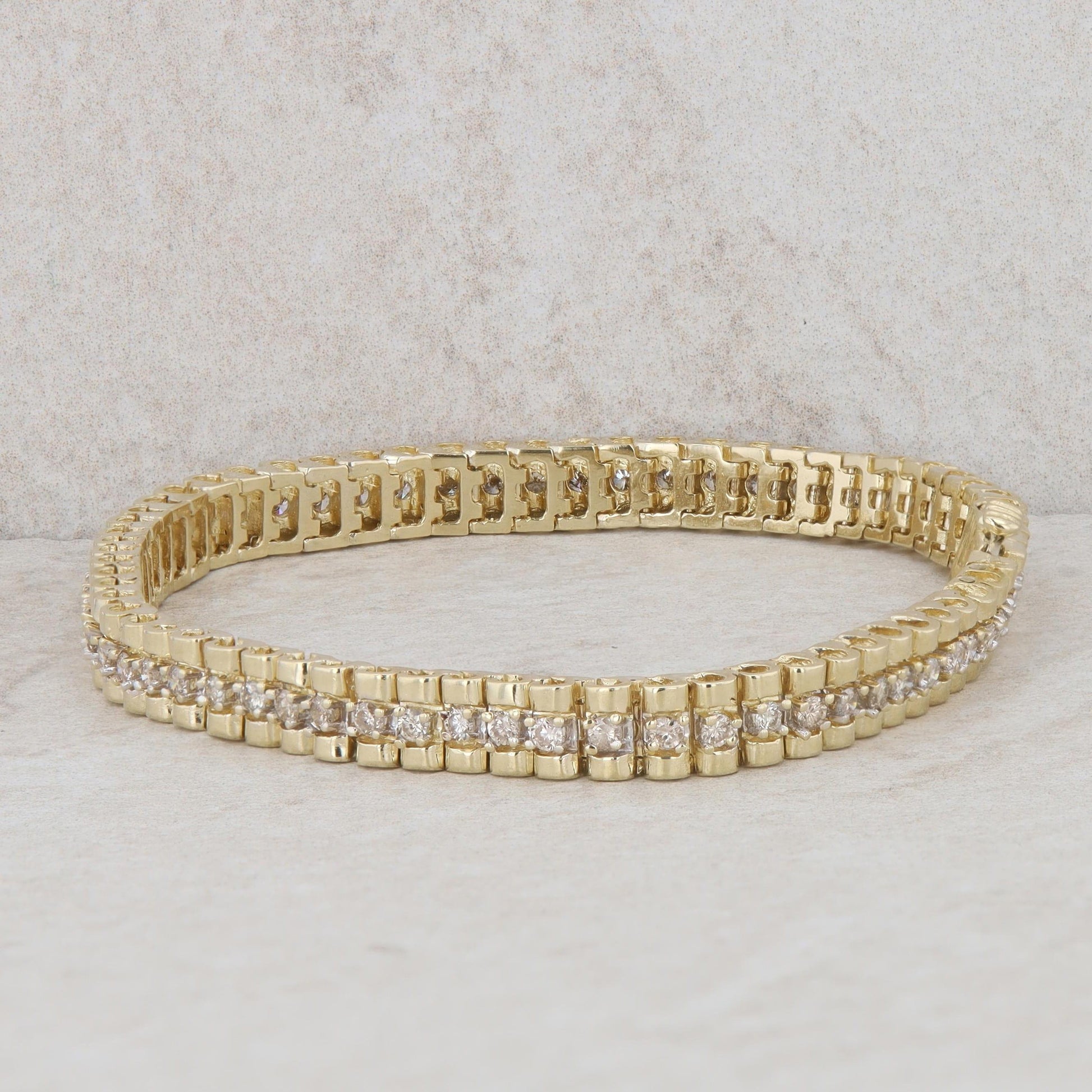 14k Yellow Gold Diamond Link Tennis Style Bracelet