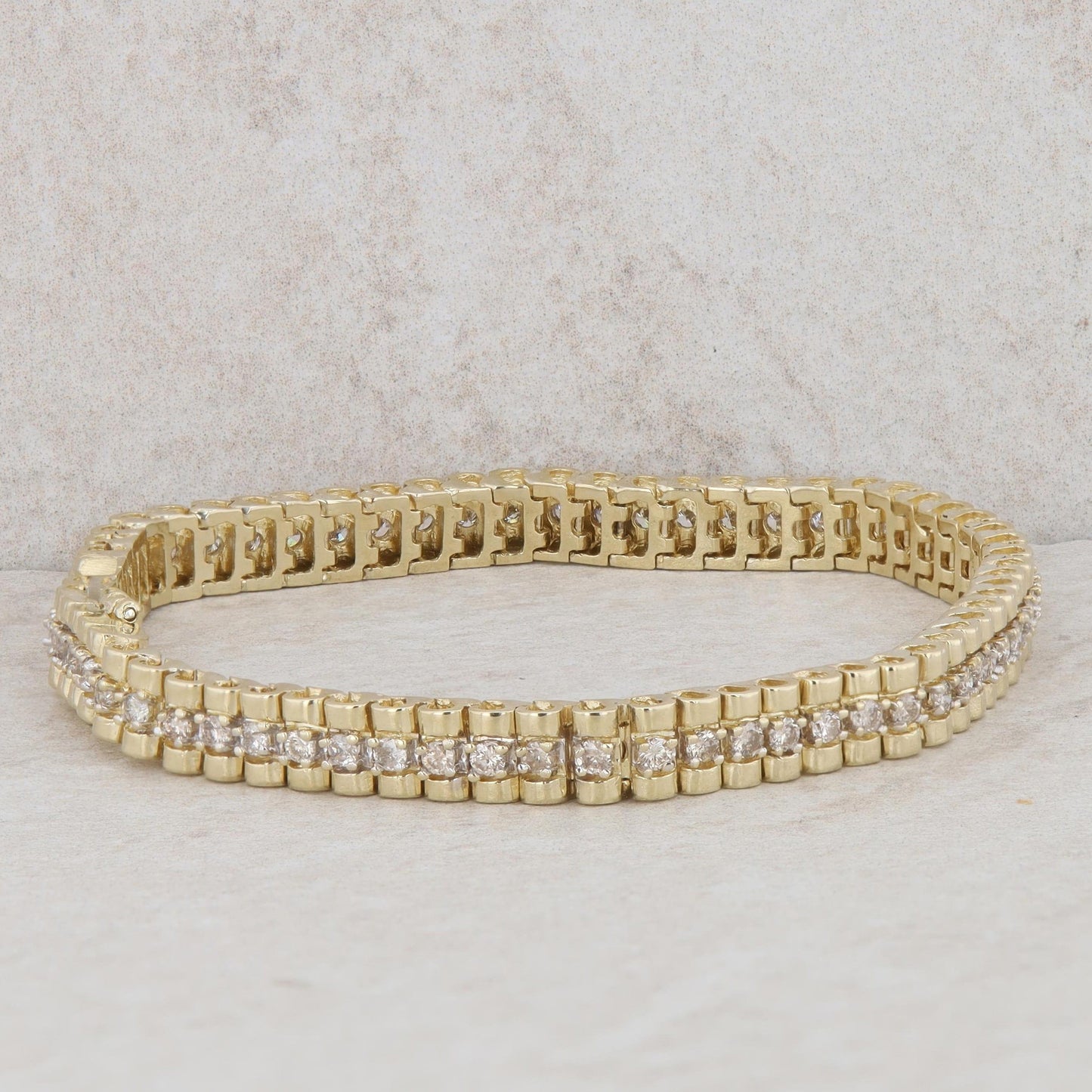 14k Yellow Gold Diamond Link Tennis Style Bracelet