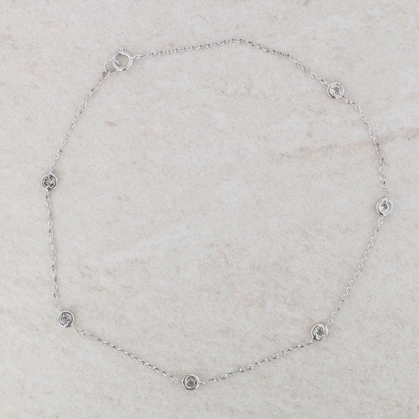 14k White Gold Diamond by the Yard Anklet Bracelet