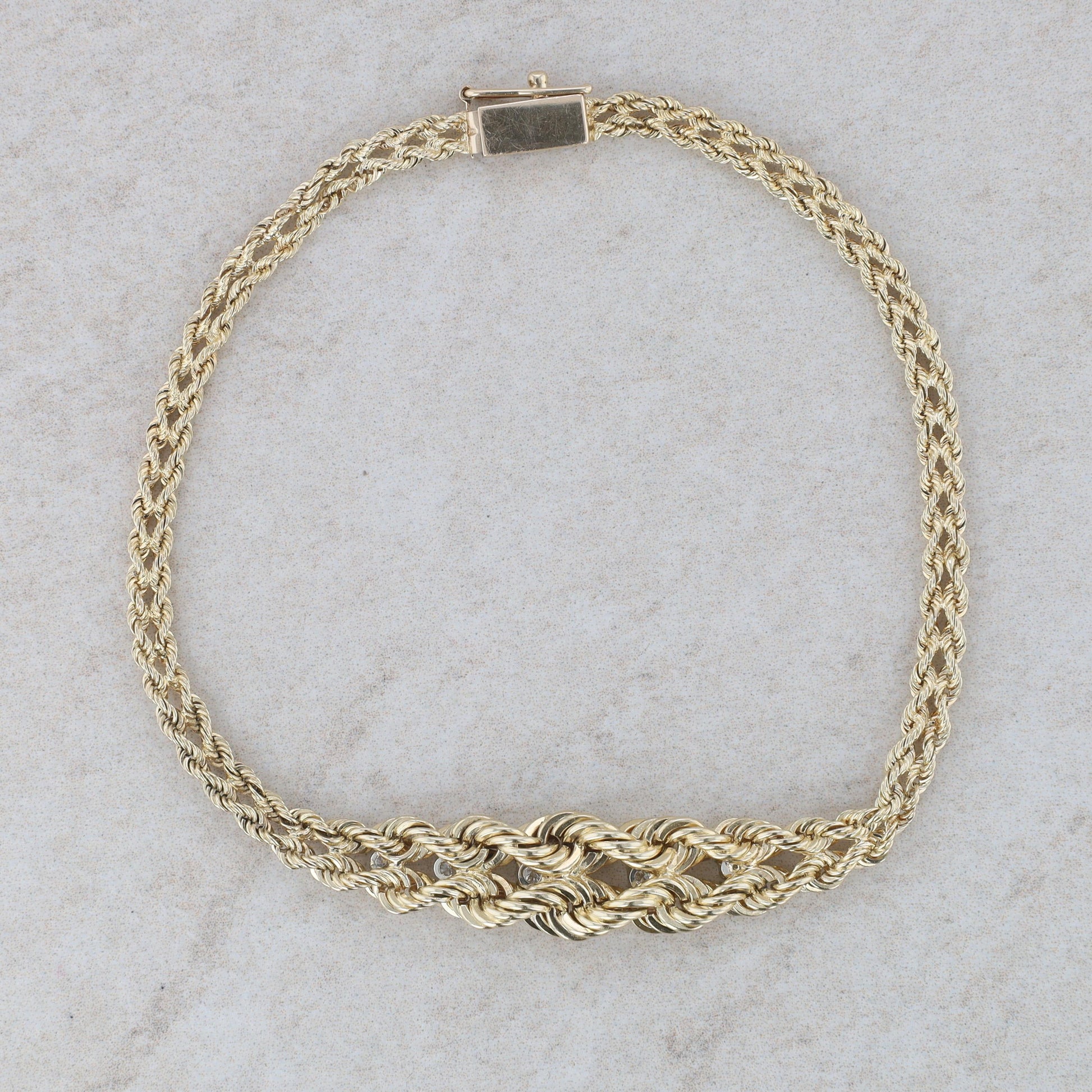 14k Yellow Gold Rope Style Diamond Bracelet