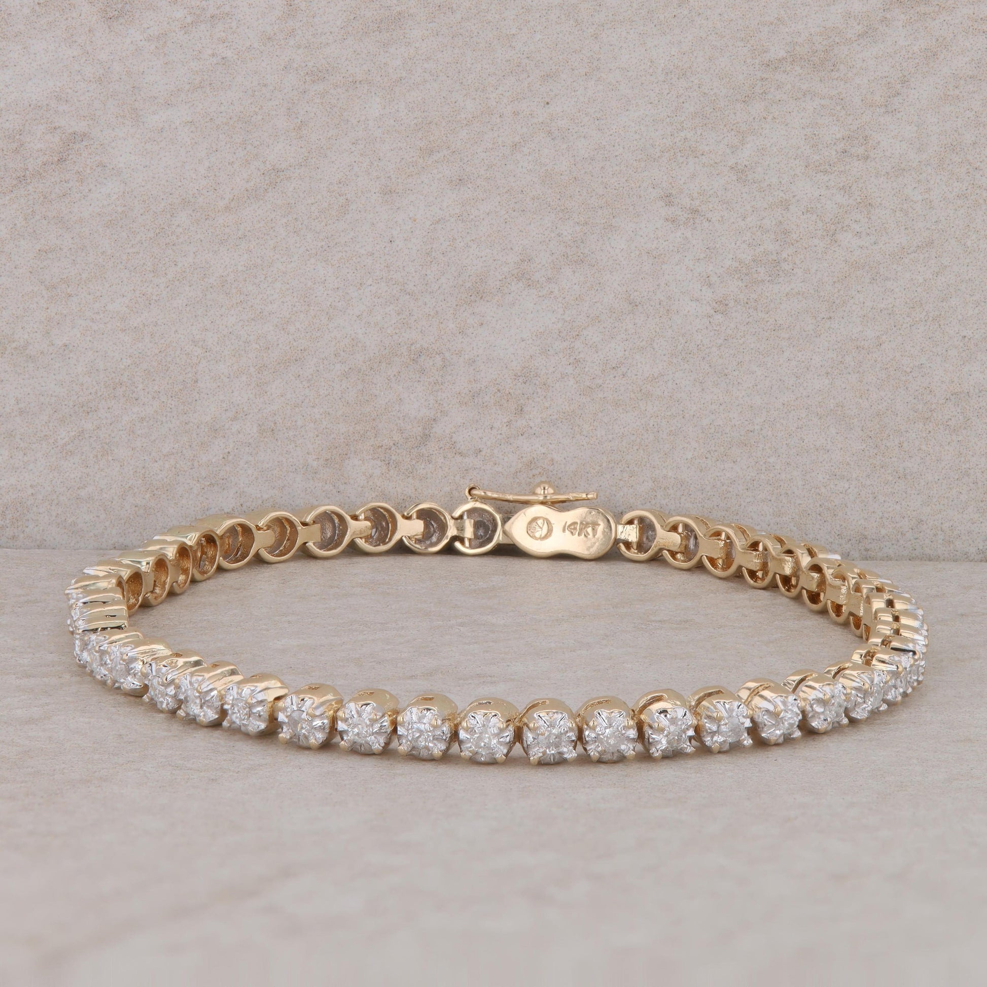 14k Yellow Gold Diamond Tennis Bracelet