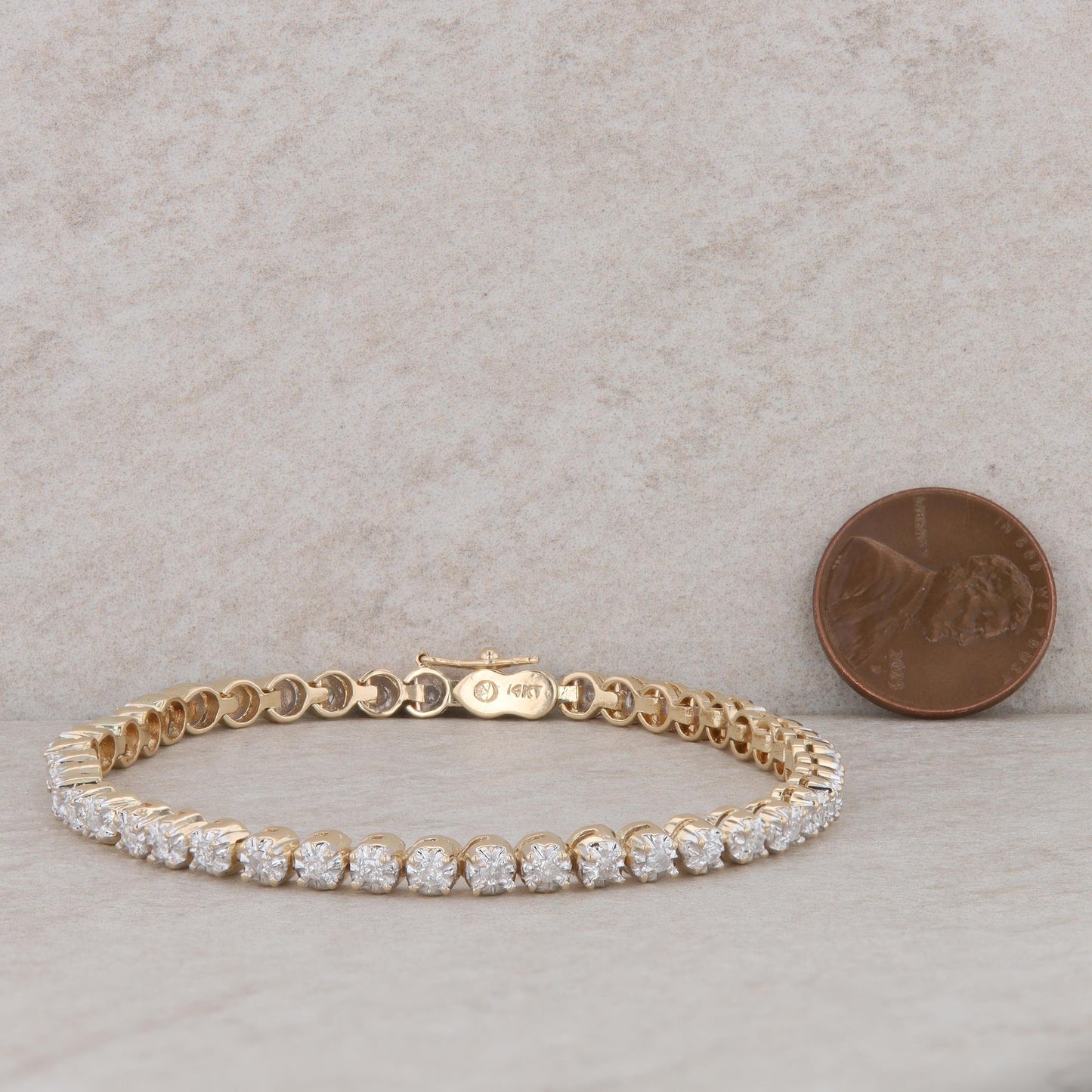 14k Yellow Gold Diamond Tennis Bracelet