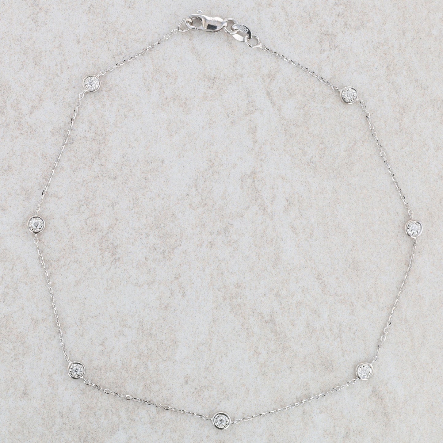 14k White Gold Diamond By The Yard Station Bracelet/Anklet