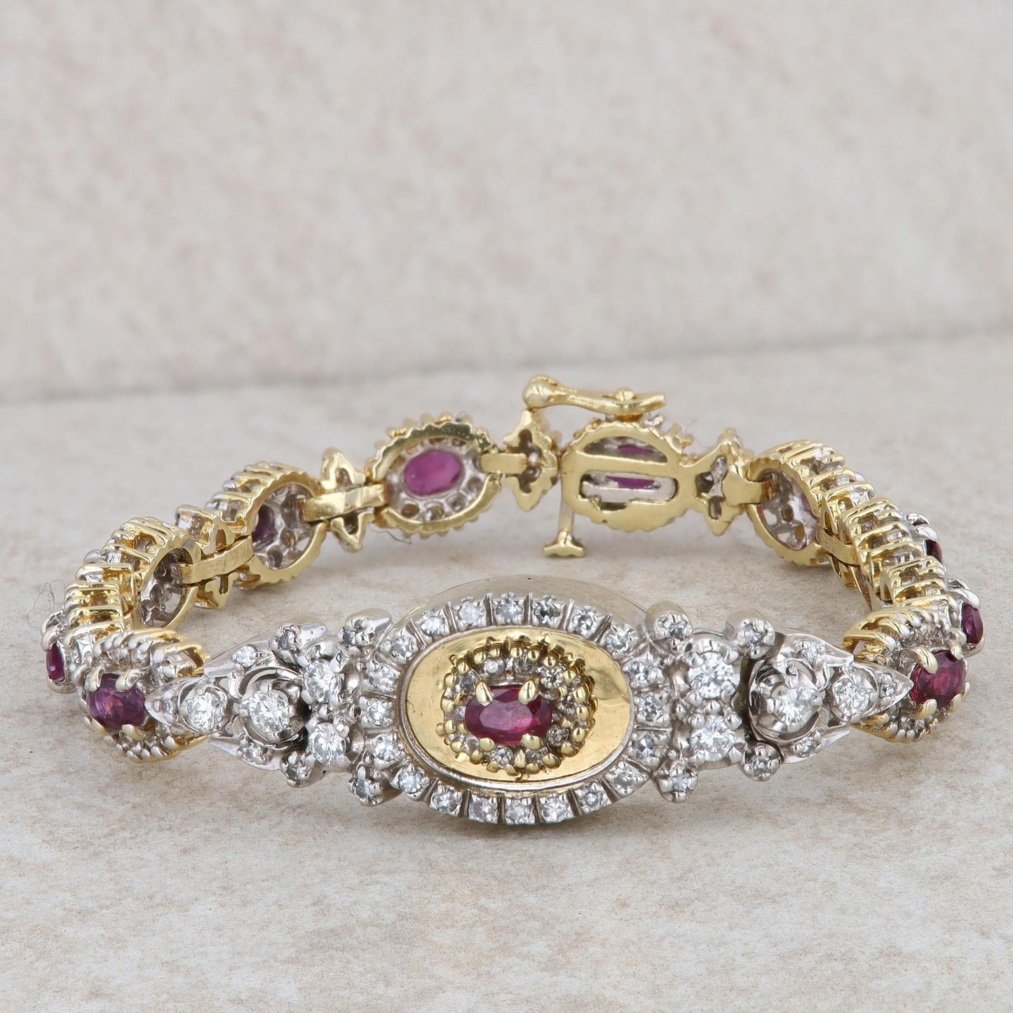 14k Yellow and White Gold Ruby and Diamond Bracelet