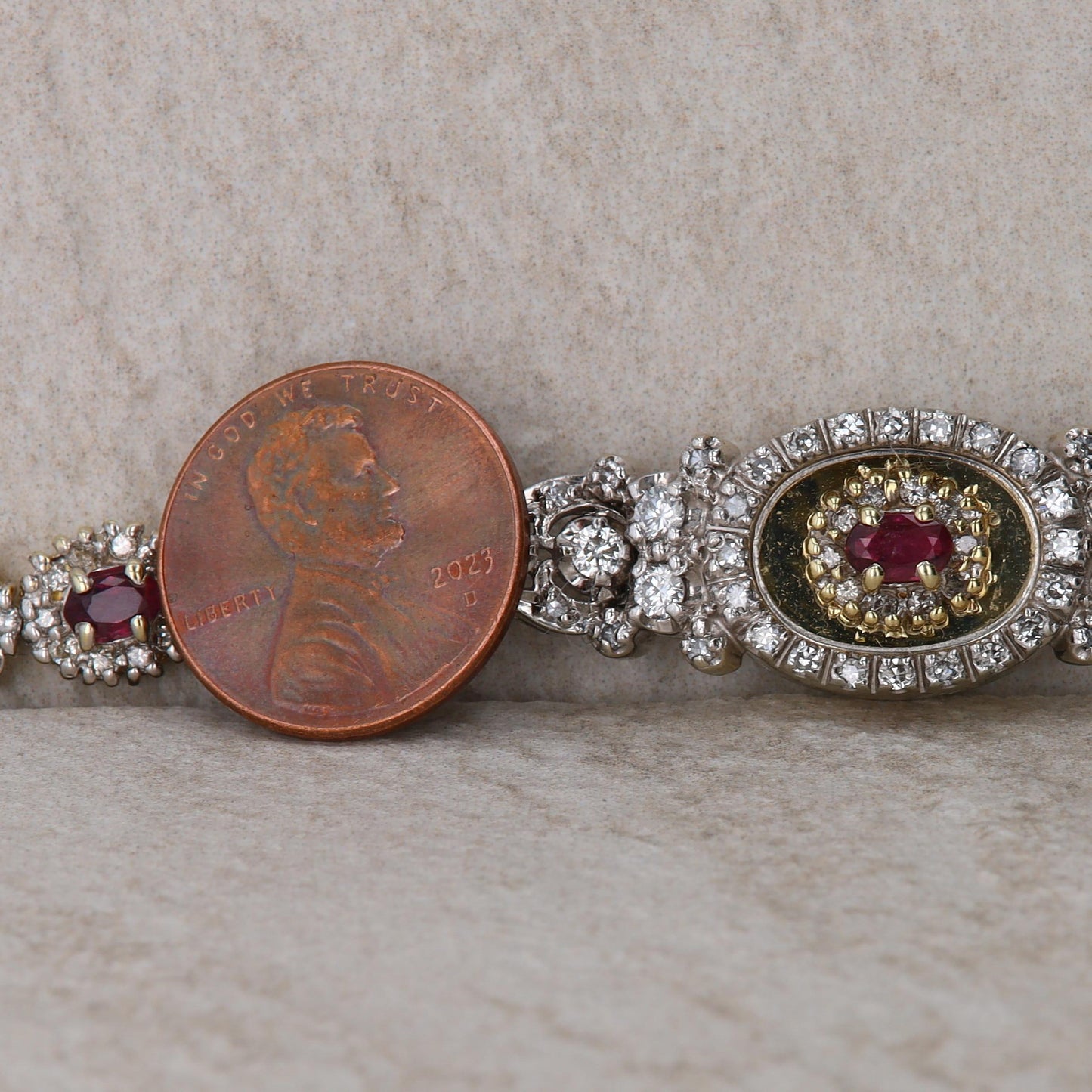 14k Yellow and White Gold Ruby and Diamond Bracelet