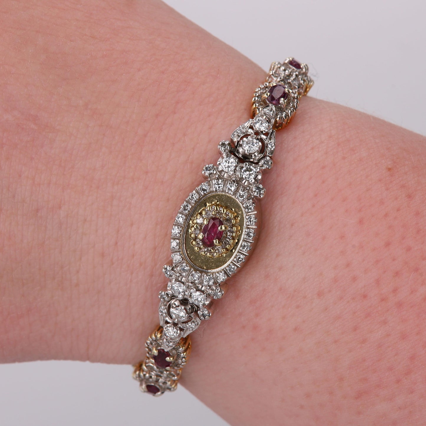 14k Yellow and White Gold Ruby and Diamond Bracelet