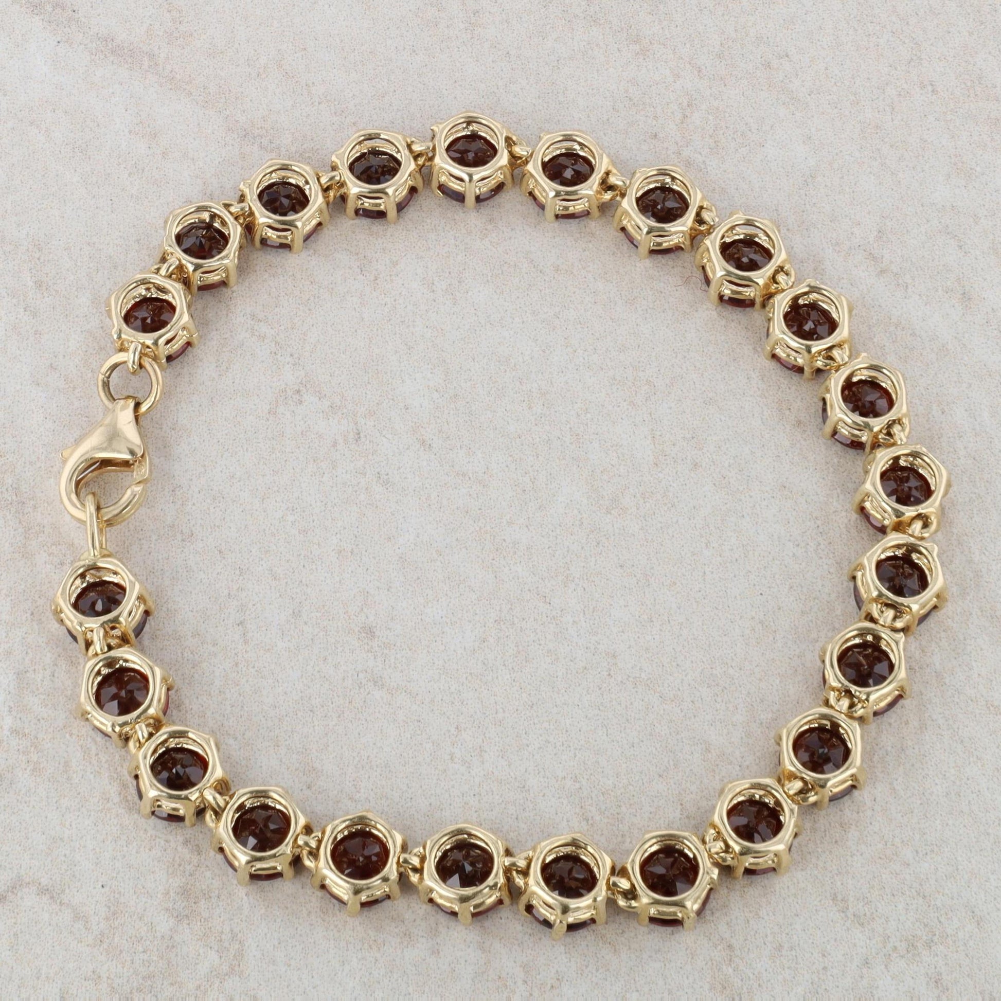 14k Yellow Gold Garnet Bracelet 7"