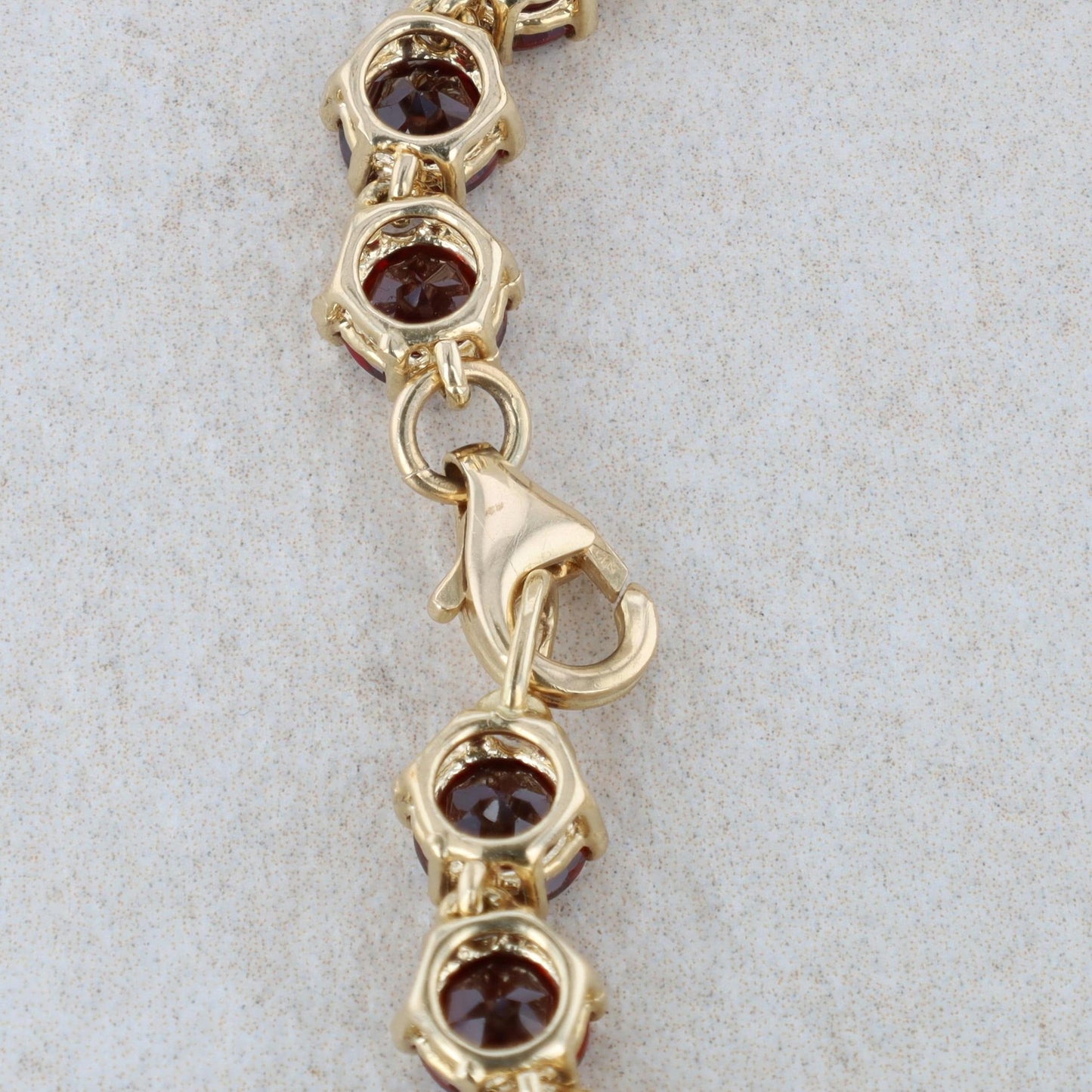 14k Yellow Gold Garnet Bracelet 7"