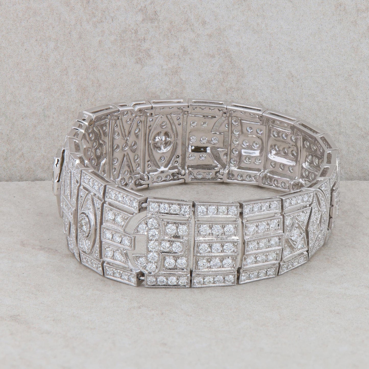 18k White Gold Diamond and Ruby Art Deco Bracelet