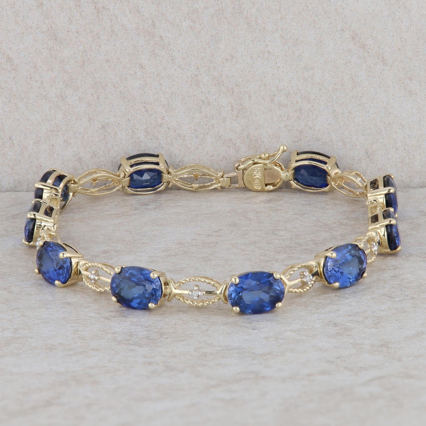 10k Yellow Gold Lab Grown Synthetic Sapphire Bracelet