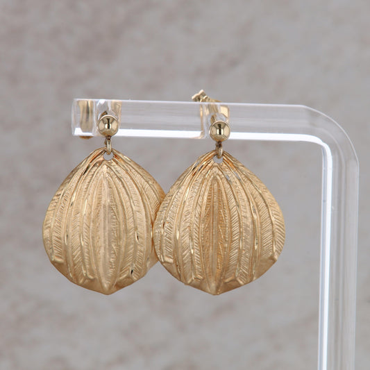 14ky Textured Lightweight Dangle Earrings