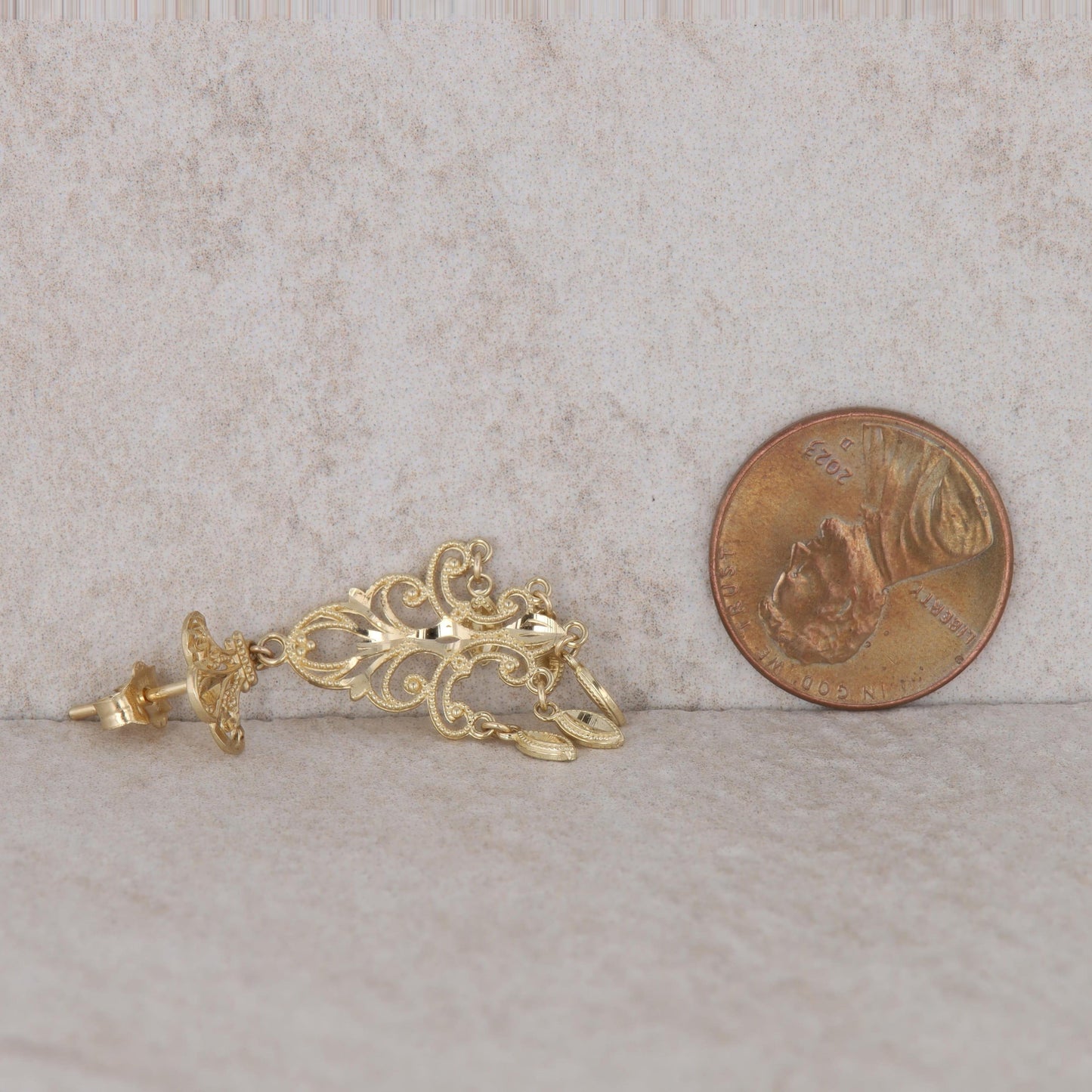 14k Yellow Gold Vintage Style Dangle Earrings 2.74g