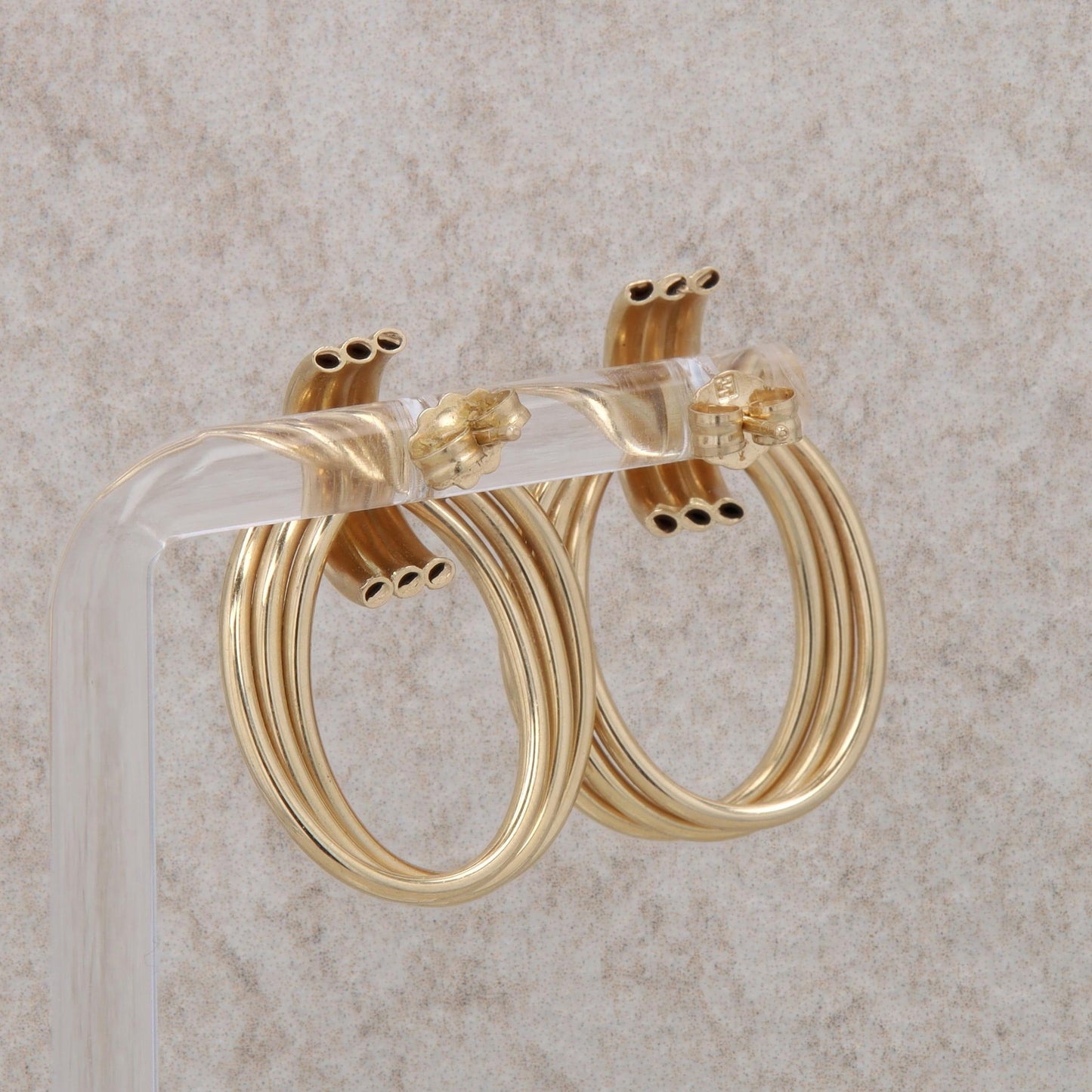 14k Yellow Gold Polished Triple Circle Stud Earrings 3.85g