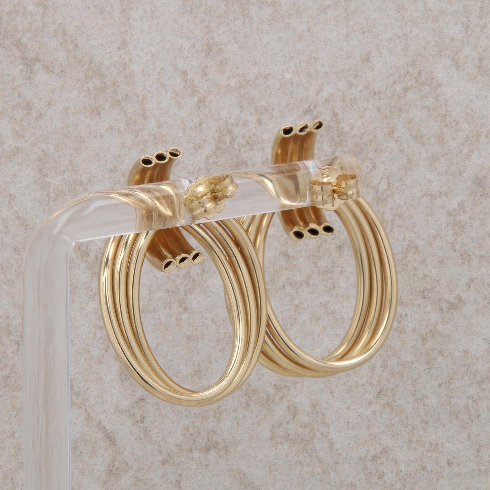 14k Yellow Gold Polished Triple Circle Stud Earrings 3.85g