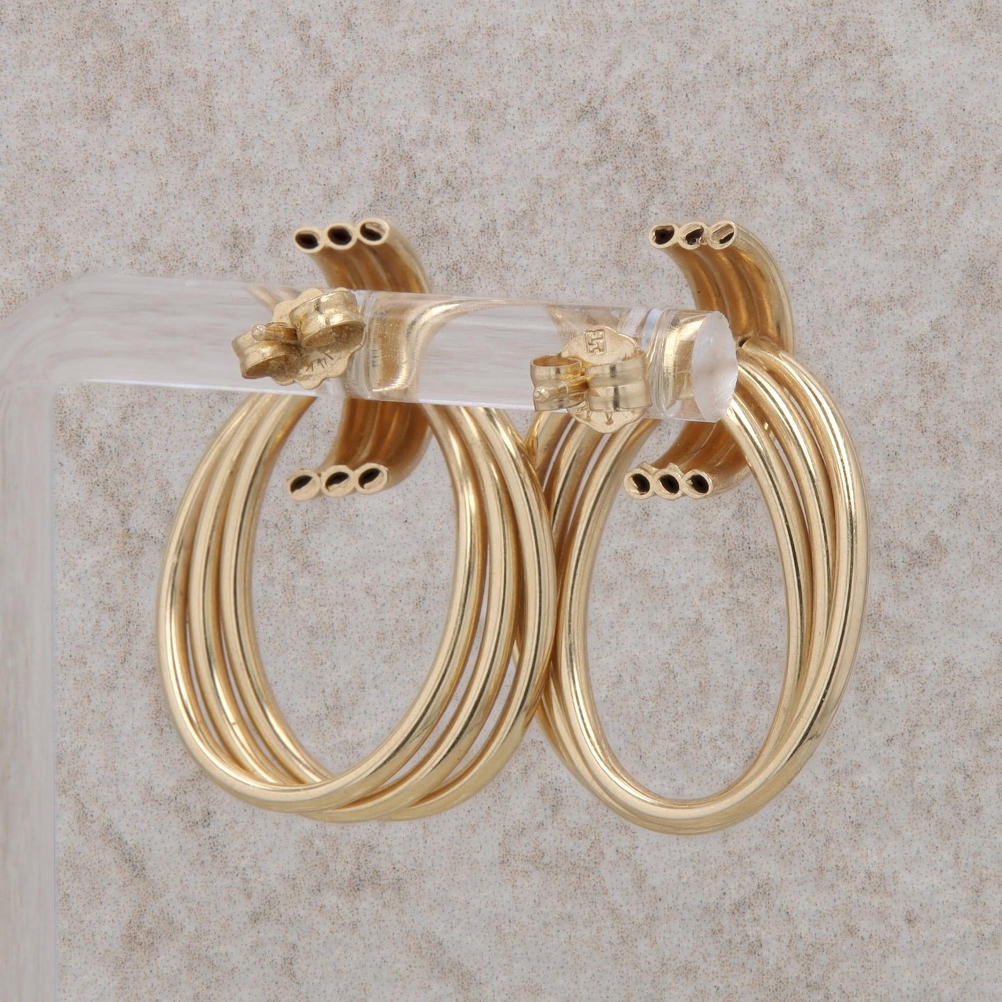 14k Yellow Gold Polished Triple Circle Stud Earrings 3.85g