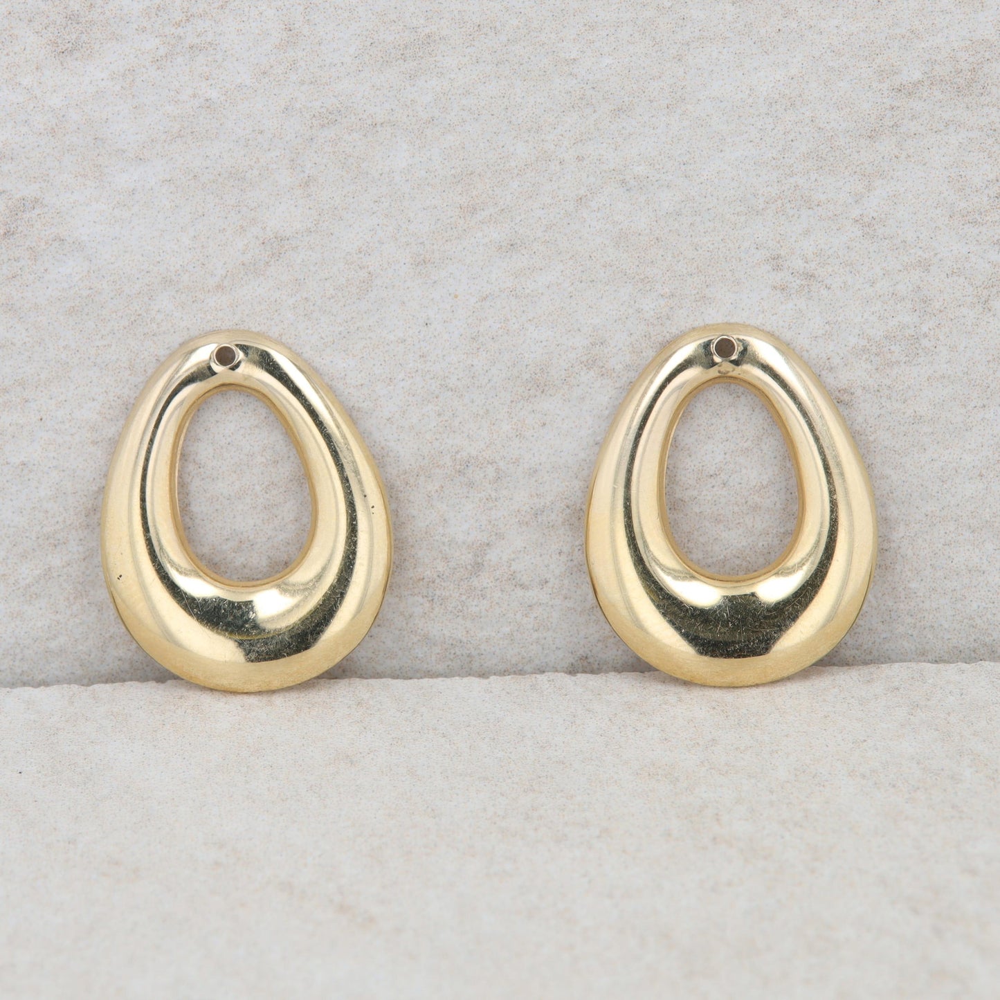 14k Yellow Gold Wide Teardrop Thin Earring Jackets 1.45g