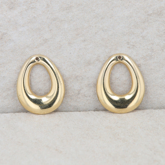 14k Yellow Gold Wide Teardrop Thin Earring Jackets 1.45g